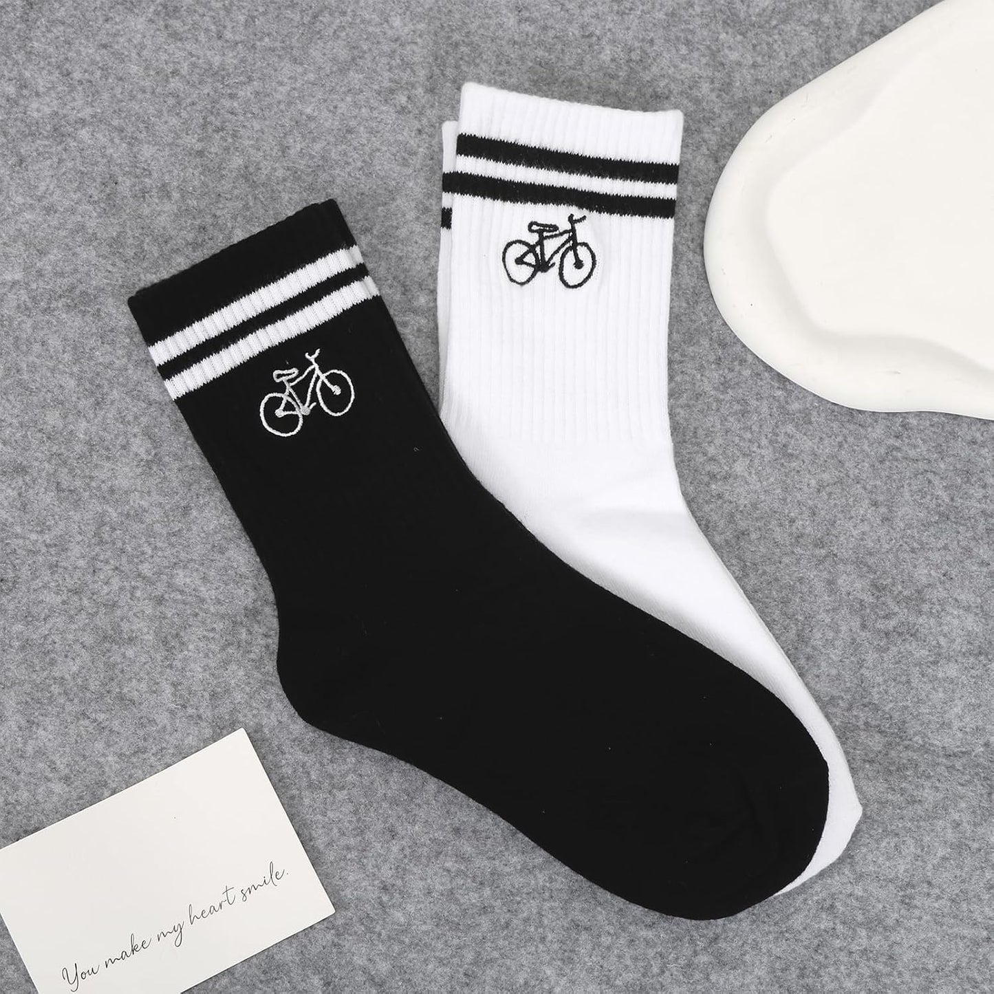 HUKUMA Rennrad Socken,35-46 Fahrradsocken Herren,Fahrrad Geschenk für Herren Damen,Rennrad Zubehör,Fahrradfahrer Tennissocken Accessoires,Lustiges Geschenk für Geburtstag Männer und Frauen