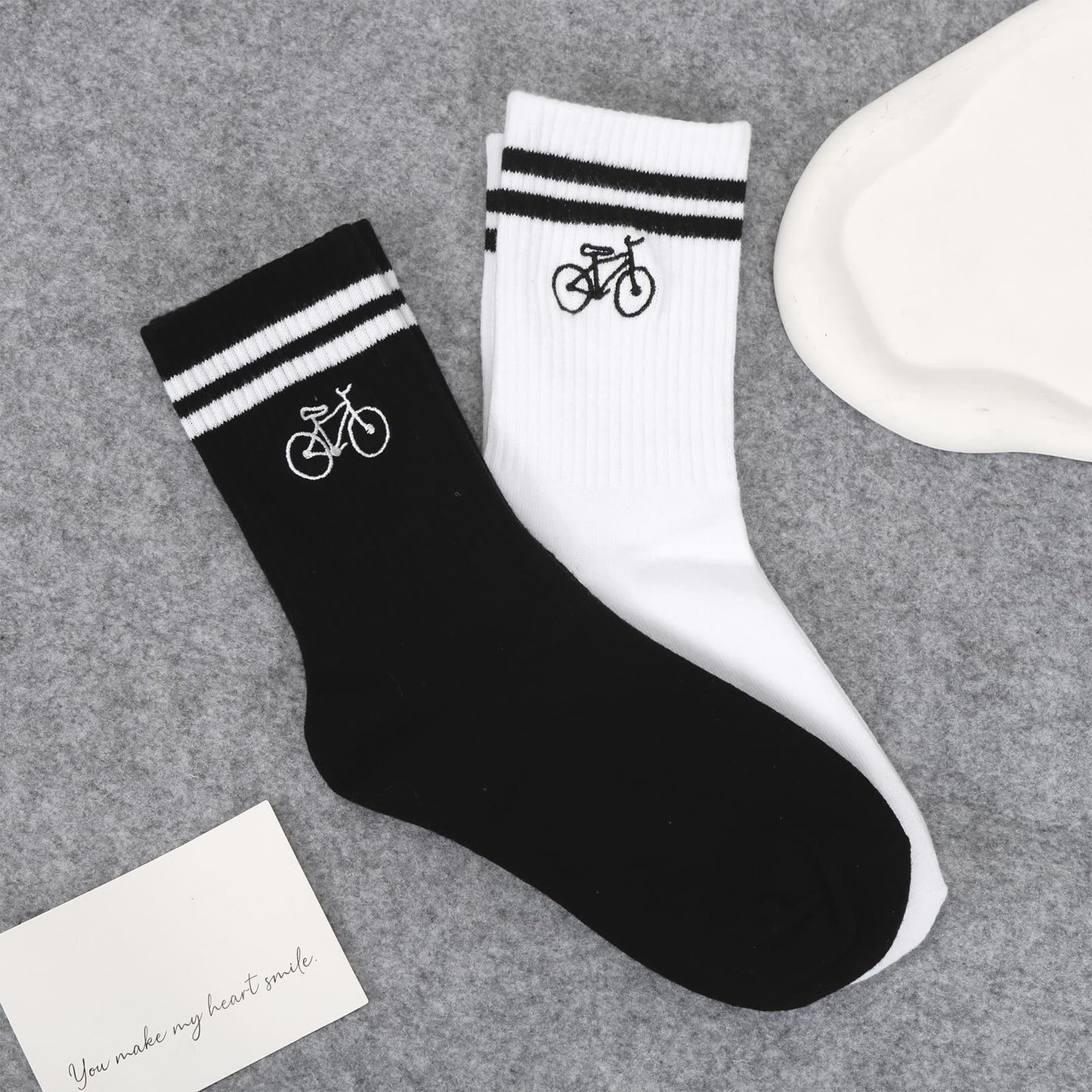 HUKUMA Rennrad Socken,35-46 Fahrradsocken Herren,Fahrrad Geschenk für Herren Damen,Rennrad Zubehör,Fahrradfahrer Tennissocken Accessoires,Lustiges Geschenk für Geburtstag Männer und Frauen