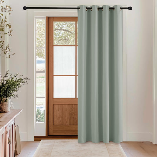 KGORGE Blackout Curtain Grey with Eyelets Door Curtain 200 cm Long - 1 Piece H 200 x W 140 cm Thermal Curtain Front Door Curtains Opaque Living Room Door Curtain Darkening Curtains Blackout