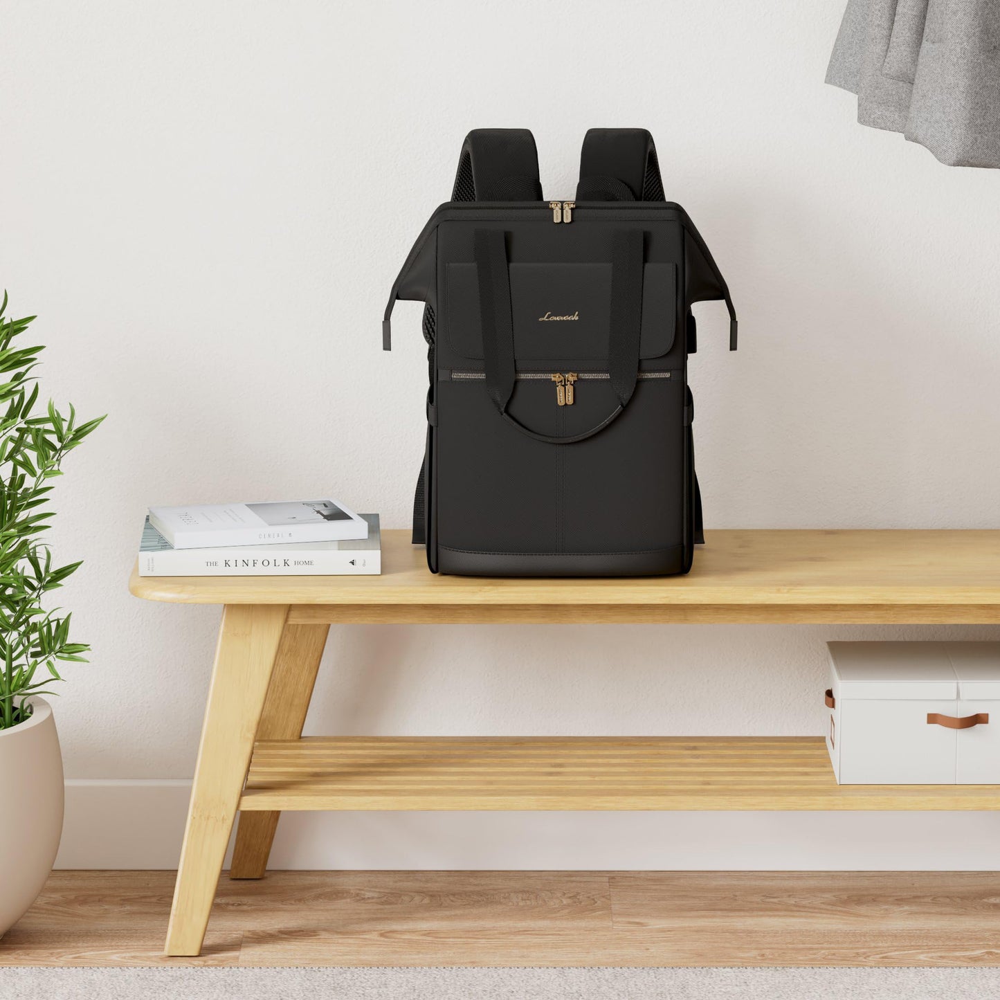 LOVEVOOK Rucksack Damen, Laptop Schulrucksack Wasserdicht, Schultasche Teenager Backpack Women Elegant Tagesrucksäcke Handtasche 2 in 1, 15,6 Zoll Arbeitstasche Lehrertasche Reiserucksack für Uni Büro