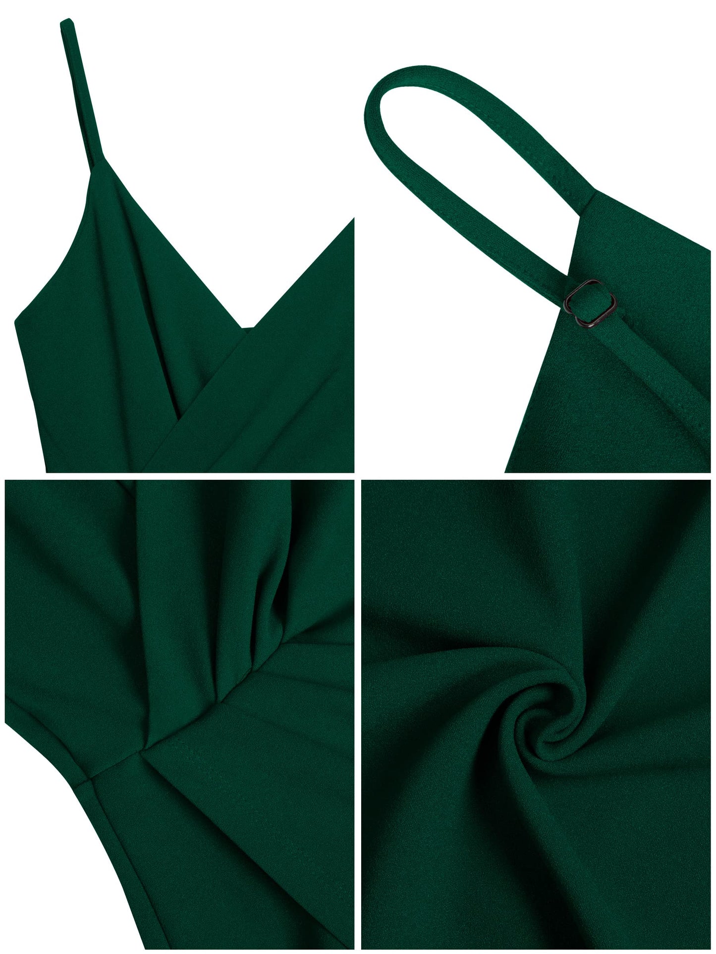 Missufe Damen Cocktailkleid Partykleid Wickelkleid Sommerkleid Midikleid Festliche Elegant Bodycon Hochzeit Ärmellos Spaghettiträger Abendkleider