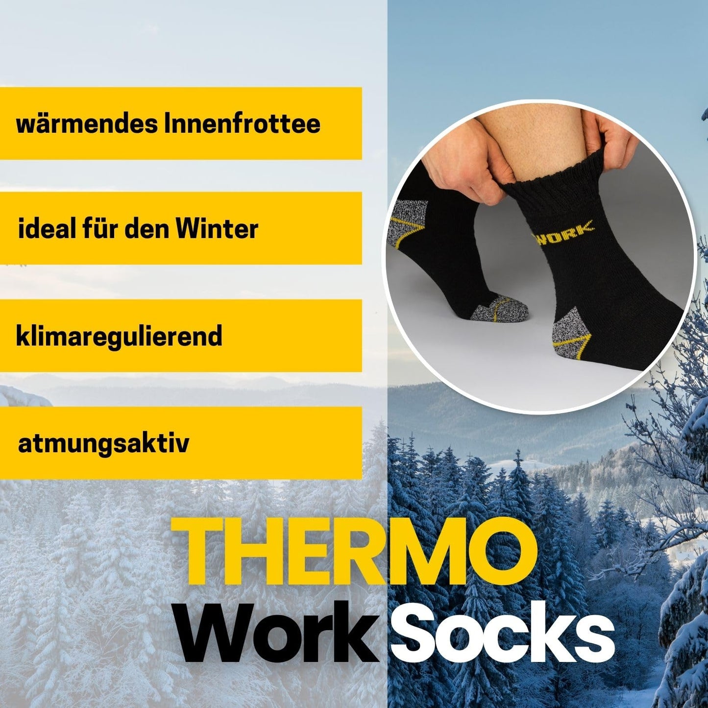 sockenkauf24 10 Paar THERMO Arbeitssocken Herren Winter Socken WORK Innenfrottee