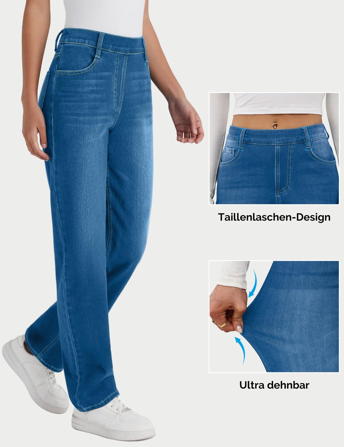 Desol Stretch Straight Leg Women's Jeans High Waist Straight Cut Slim Fit Leggings Jeans Casual No Zip