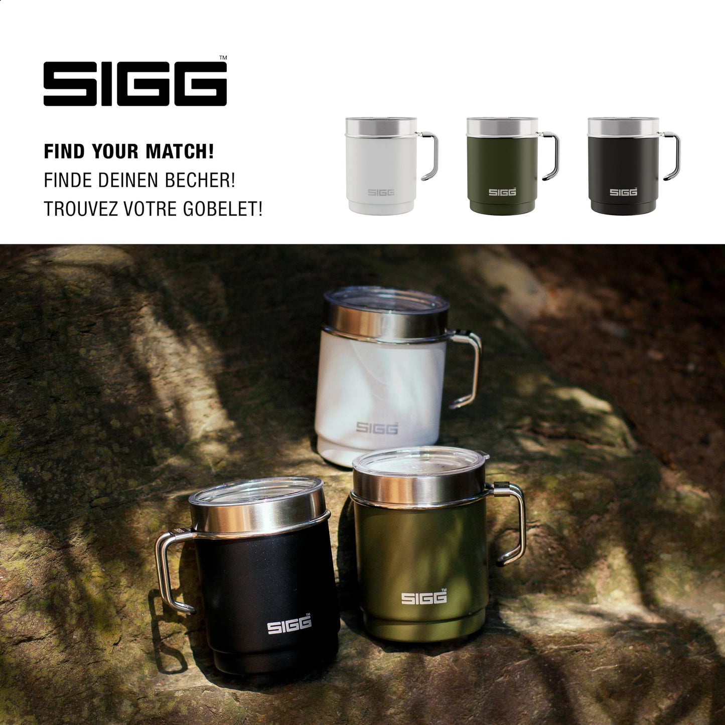 SIGG - Camp Thermobecher - Travel Mug Night Black - Mit Tritan-Deckel - Spülmaschinenfest - Mit Henkel - BPA-frei - Isolierbecher doppelwandig - Weiss - 0,3L, 6053.80