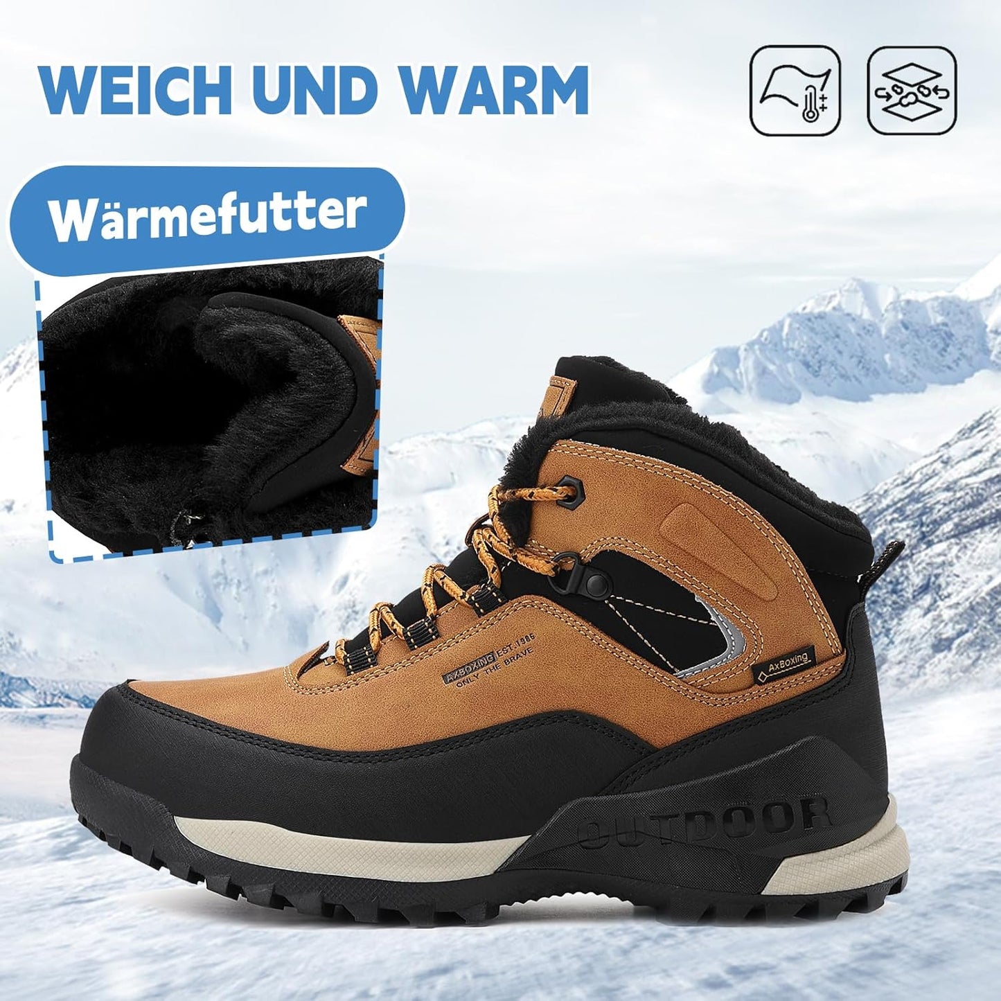 AX BOXING Winter Shoes Boys Hiking Shoes Lined Snow Boots Children Warm Lining Trekking Shoes Non-Slip Winter Boots Outdoor EU 34-40