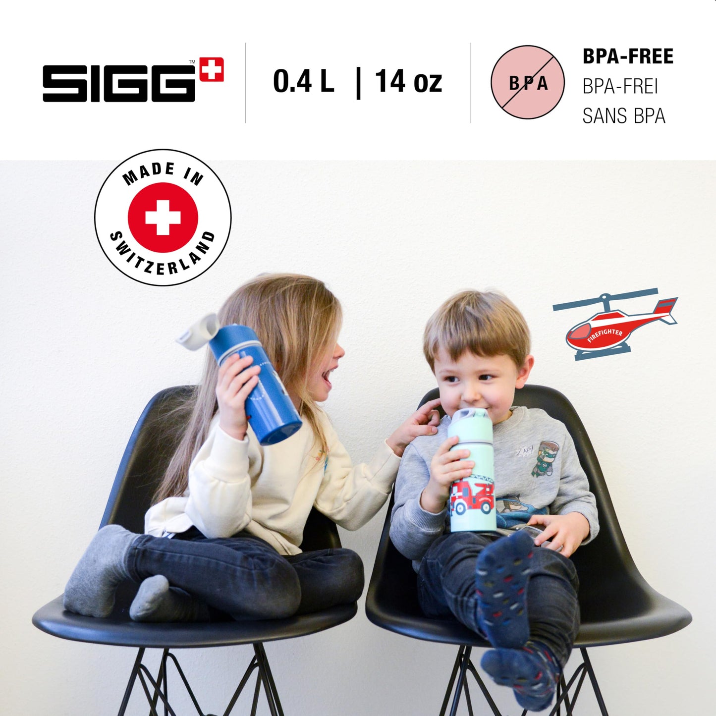 SIGG - Alu Trinkflasche Kinder - Miracle - Mit Trinkhalm - Auslaufsicher - Federleicht - BPA-frei - Klimaneutral Zertifiziert - Schule & Sport - 0,4L