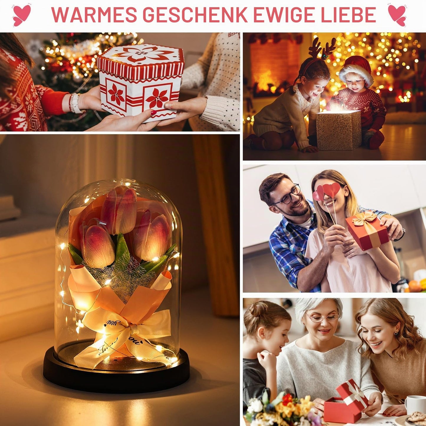 Touloube Geschenke Für Frauen, Galaxy Rose Blume Geschenk, Infinity Rose in Glaskuppel, LED-Lichterkette auf der Kristallrose, Geschenk für Frauen,Hochzeit,Muttertag,Jahrestag und Geburtstag