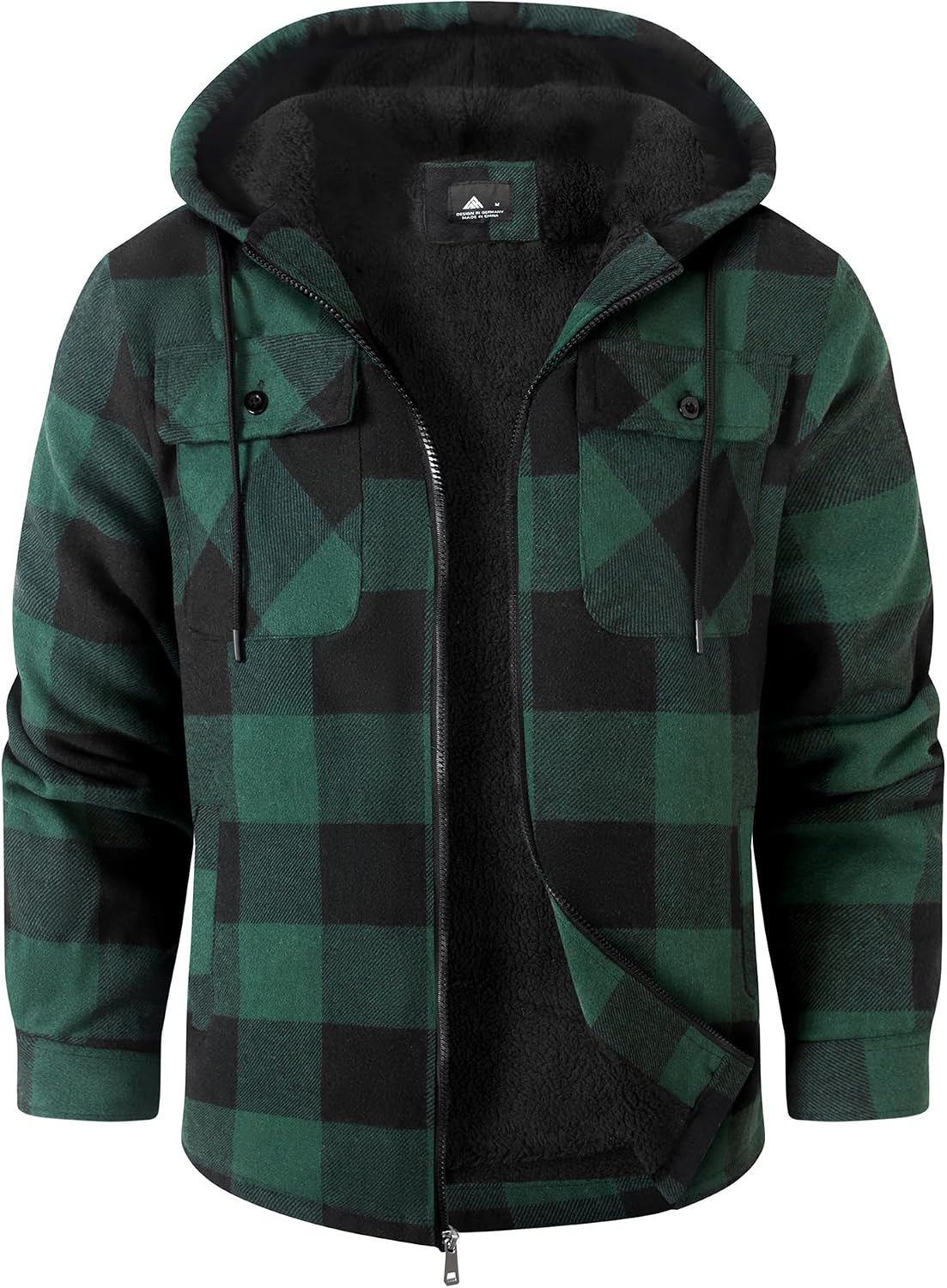 zitysport Hemdjacke Herren Hemd Sherpa Fleece Kariert Gefüttert Kapuzenpullover Fleecefutter Mantel Winter Jacke mit Taschen Flanellhemd Kariertes Männer Sweatjacke mit Kapuze