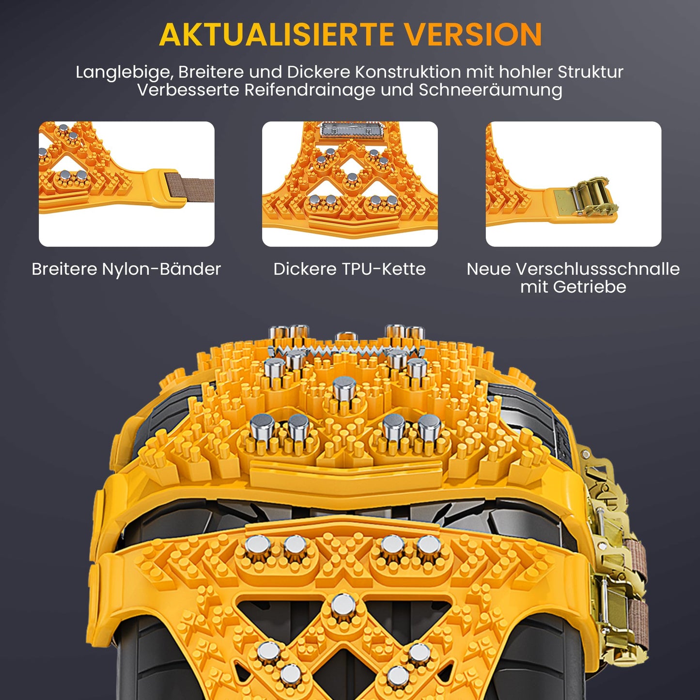 Schneeketten, 6 Stück Universal Schneeketten für Auto, SUV Reifen Anti Schneeketten Snow Chains für Eis, Schnee und matschigen Straßen (Reifenbreite 165mm-265mm/6.5-10.4'')