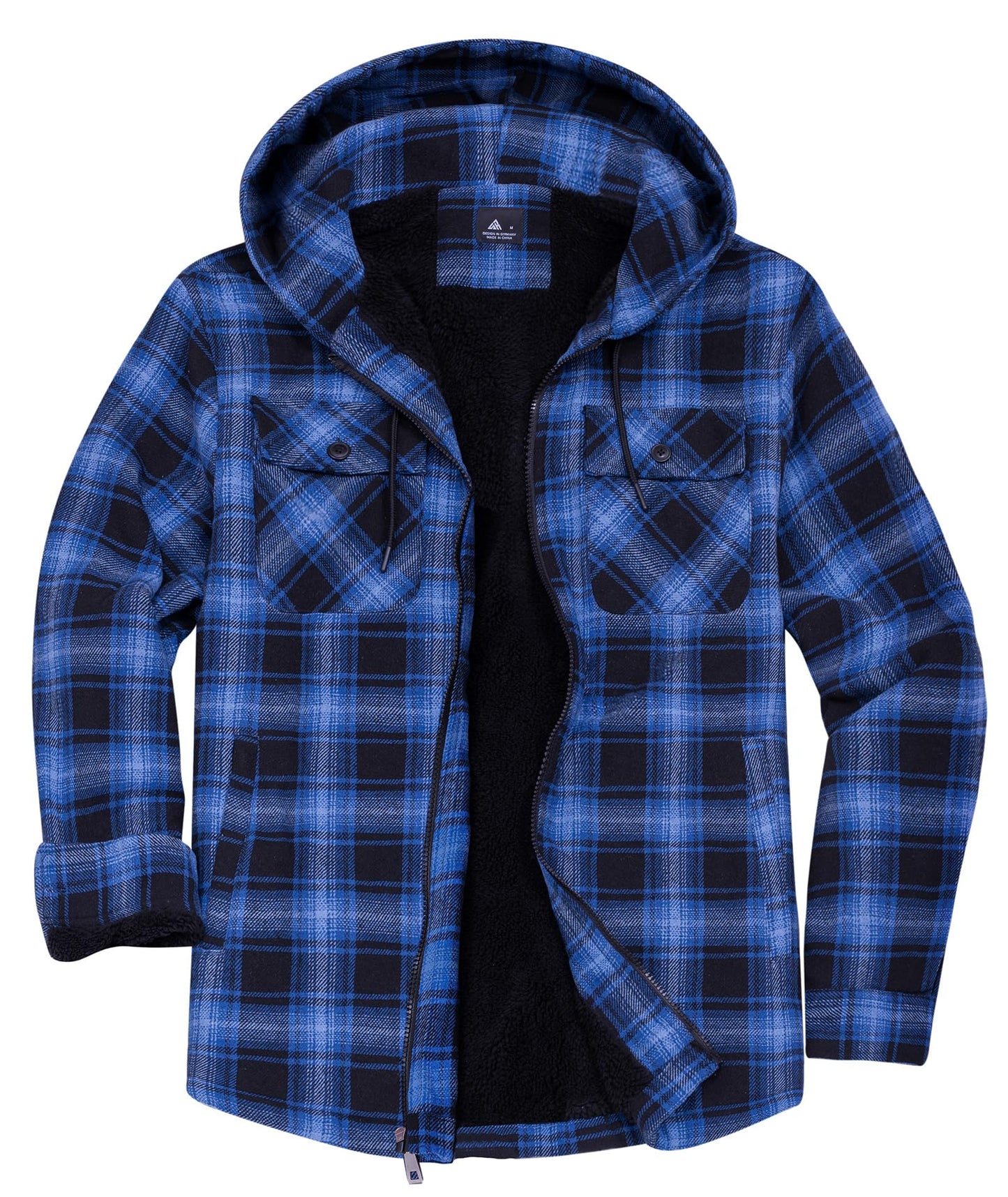 zitysport Hemdjacke Herren Hemd Sherpa Fleece Kariert Gefüttert Kapuzenpullover Fleecefutter Mantel Winter Jacke mit Taschen Flanellhemd Kariertes Männer Sweatjacke mit Kapuze