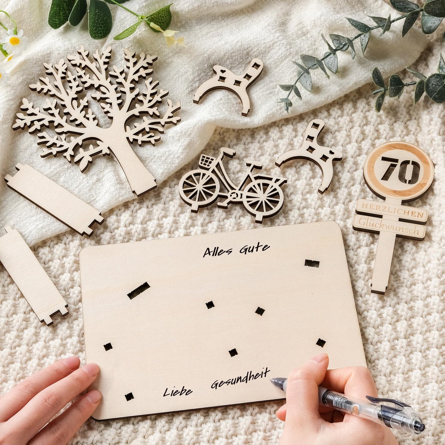 I LOVE MOM Geldgeschenk Geburtstag Holz, Fahrrad Geschenk, DIY Holz Schild Gästebuch Dreidimensionale Bäume Sitzbank Deko Zahlen für Geschenke, Hochzeiten, Partys, Geburtstage, Jubiläum (GYY-60)
