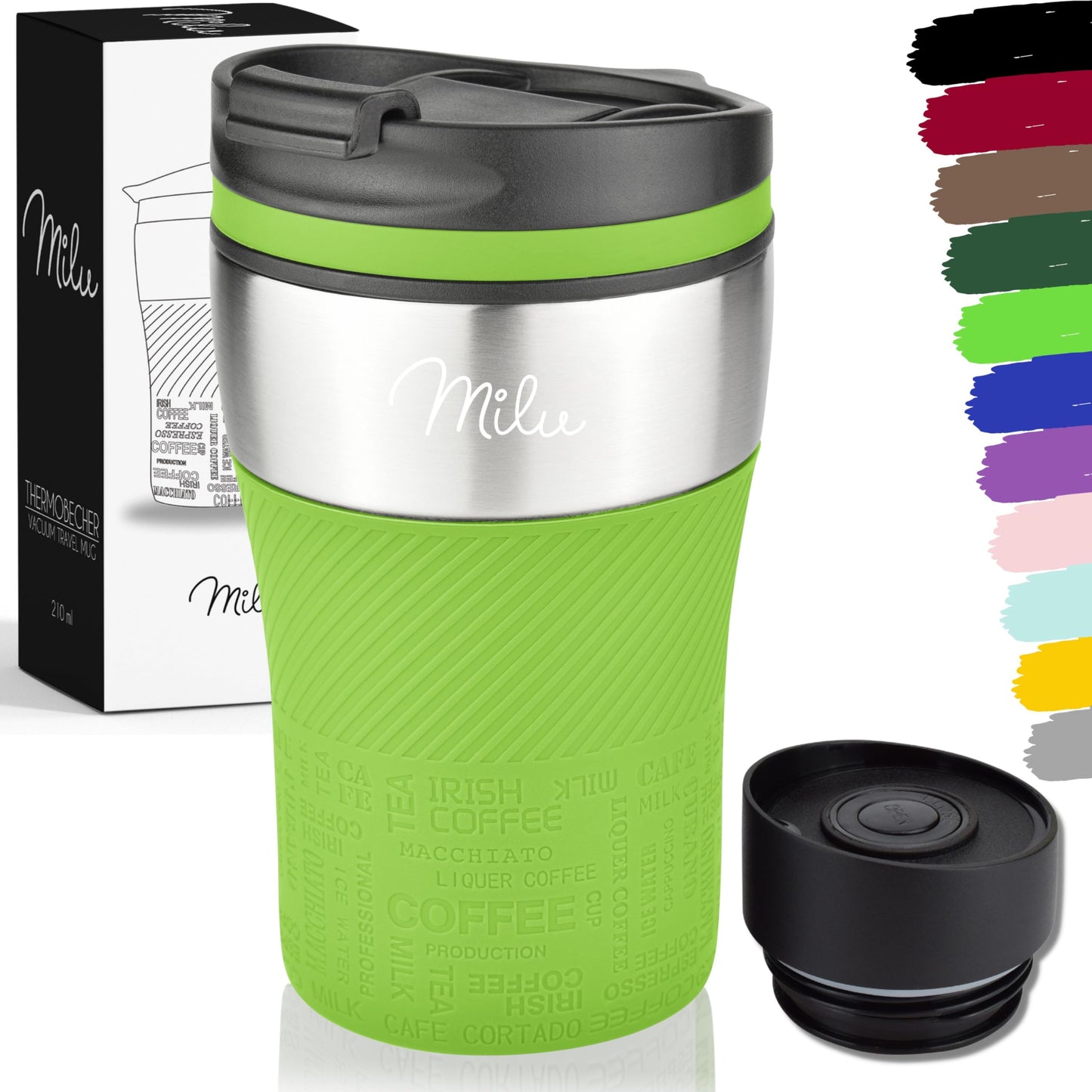 Milu Thermobecher Isolierbecher Kaffeebecher to go - 210ml 100% Auslaufsicher - Trinkbecher aus Edelstahl - Autobecher doppelwand Isolierung - Thermo Becher - Travel Mug (Rot)