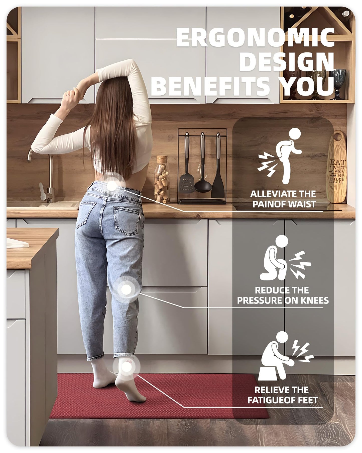 Color G Küchenläufer 2 Stück, küchenteppich waschbar rutschfest, Teppich küche mit Ölfest und Wasserdicht, Gummirücken Küchenmatte für Esszimmer, Küche, läufer Flur(44x150CM + 44x150CM, Schwarz)