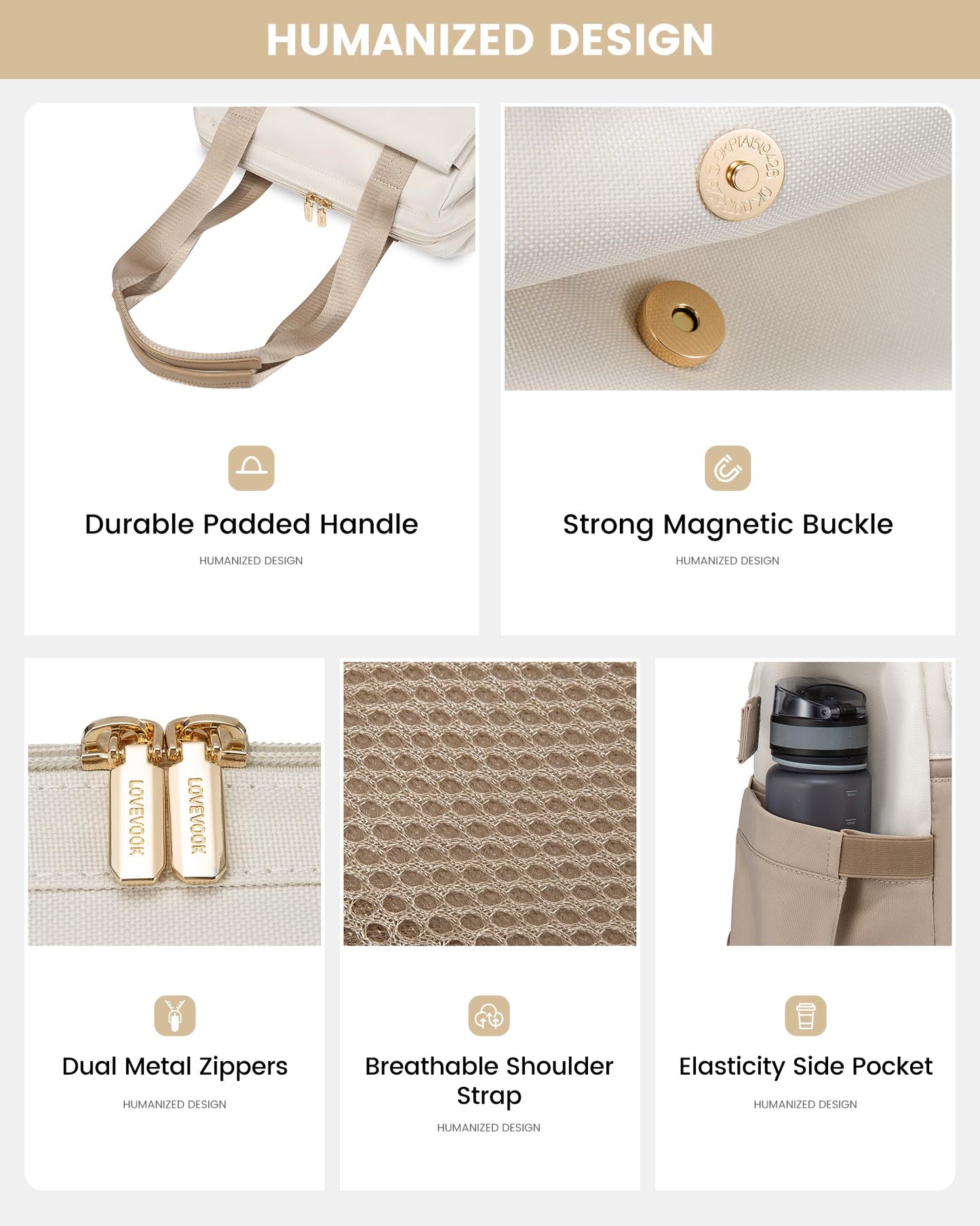 LOVEVOOK Rucksack Damen, Laptop Schulrucksack Wasserdicht, Schultasche Teenager Backpack Women Elegant Tagesrucksäcke Handtasche 2 in 1, 15,6 Zoll Arbeitstasche Lehrertasche Reiserucksack für Uni Büro