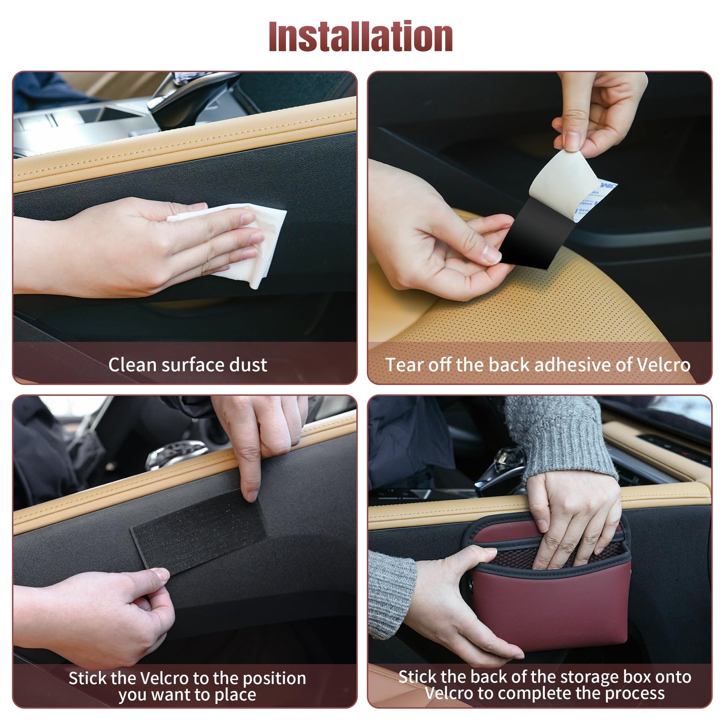 PU Leather Car Side Bag Organiser, Universal Car Bag Mobile Phone Holder for Car, Car Seat Gap Filler Storage Accessories Organiser for Car Door, Console (Black)