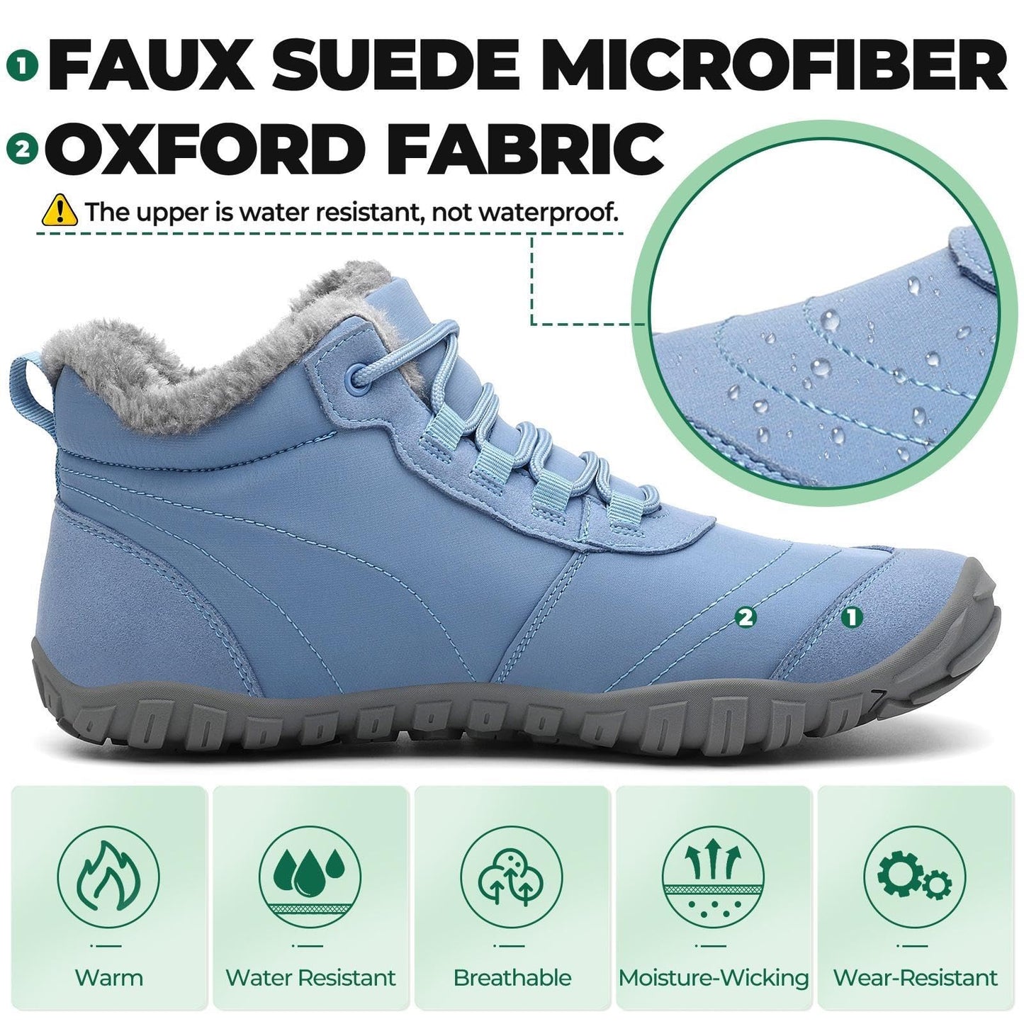 SAGUARO Winter Barfußschuhe Warm Gefüttert Winterschuhe für Damen Herren,EU Gr.36-48