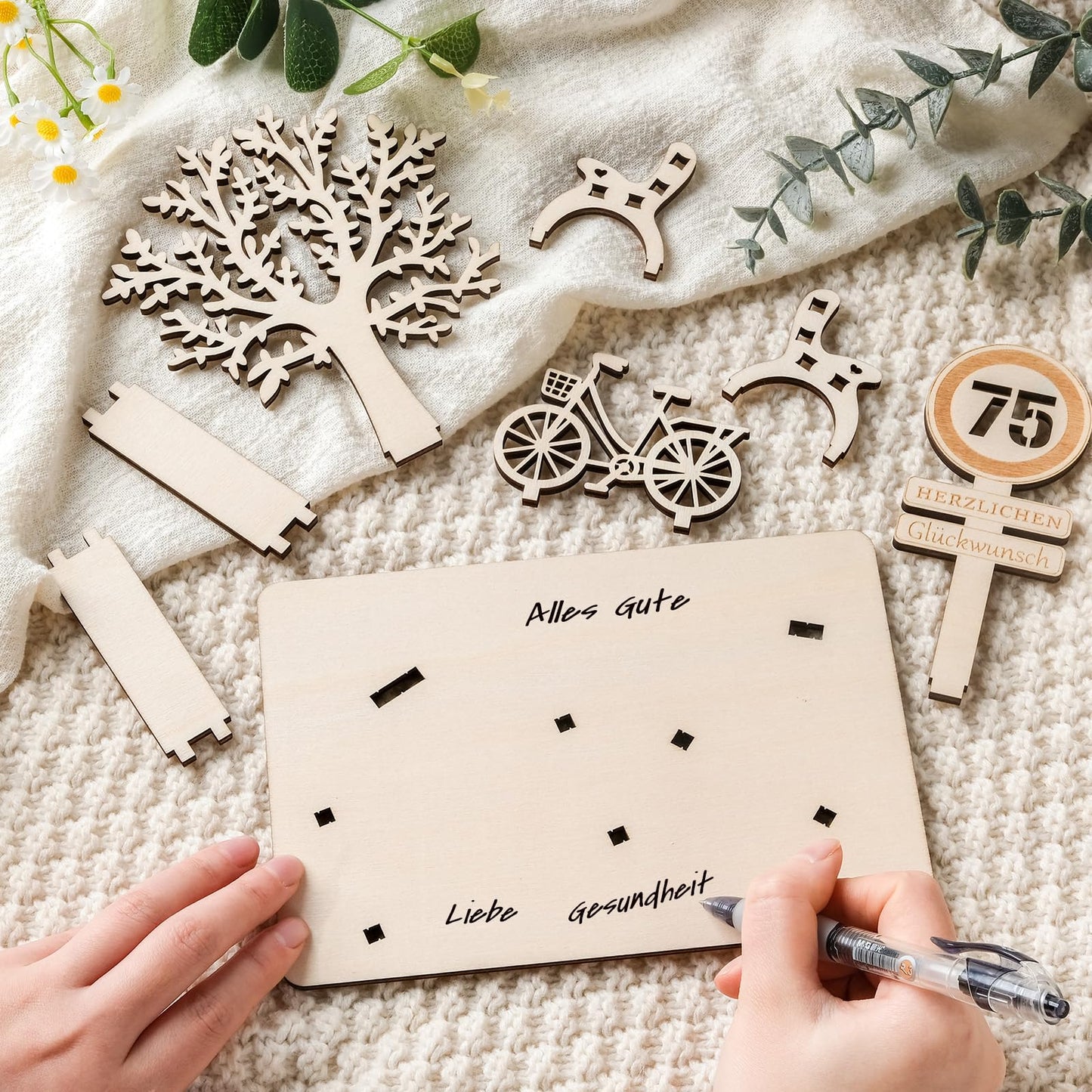 I LOVE MOM Geldgeschenk Geburtstag Holz, Fahrrad Geschenk, DIY Holz Schild Gästebuch Dreidimensionale Bäume Sitzbank Deko Zahlen für Geschenke, Hochzeiten, Partys, Geburtstage, Jubiläum (GYY-60)