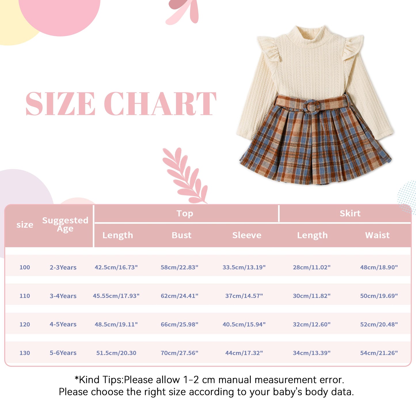 Miipat Toddler Girls Clothing Set Girls Outfits Set Long Sleeve Pullover Tops with Mini Skirt Sets Spring Autumn Baby Clothing Sets Girls Dresses