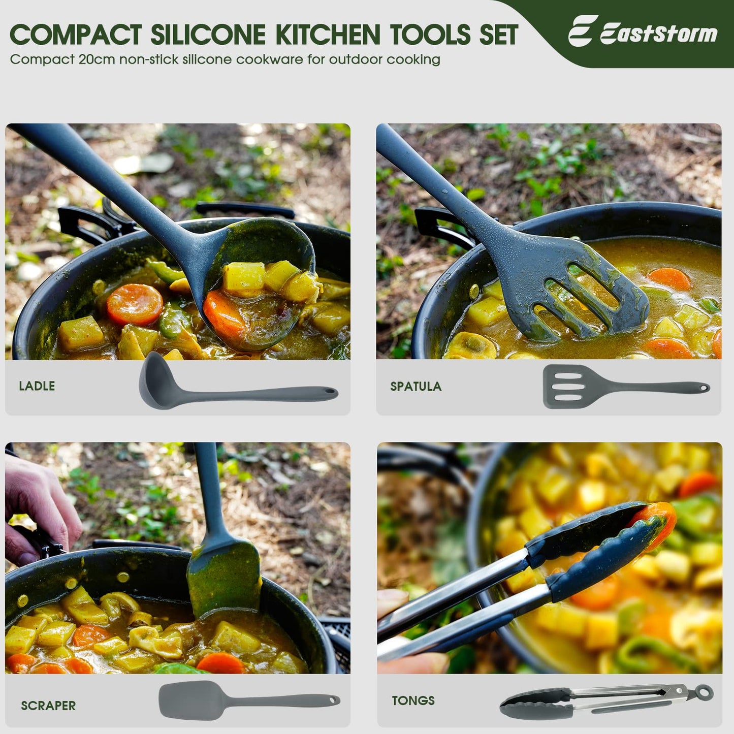 E EASTSTORM Camping Küchenhelfer Set mit Wasserdichter Tasche für Camping Kochgeschirr,Camping Geschirr,Klein und Tragbar,Geeignet für Outdoor,Wandern, Bergsteigen,Camping Set für Rucksäcke