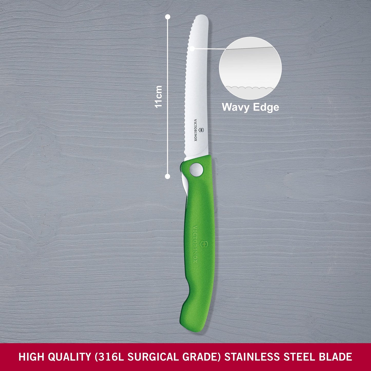 Victorinox Swiss Classic Profi Tomaten- und Tafelmesser, Extra Scharfe Klinge, Wellenschliff, 11 cm, Rostfreier Stahl, gelb