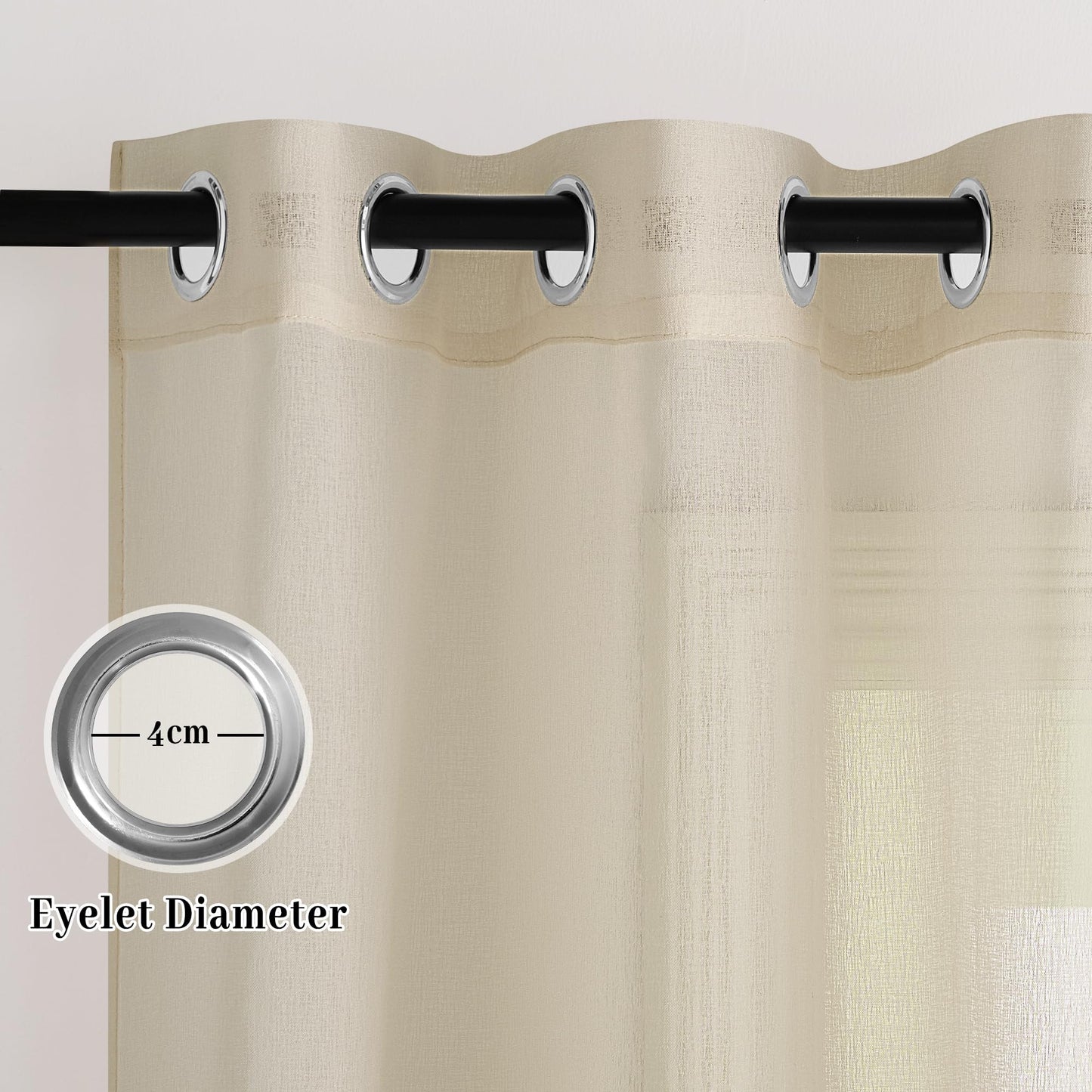 PONY DANCE Voile Gardinen Weiss Transparent Ösenvorhang 2er Set H 160 x B 140 cm Wohnzimmer Gardinen Kurz Durchlässige Vorhänge Weiß Vorhang Leinenoptik Schlafzimmer