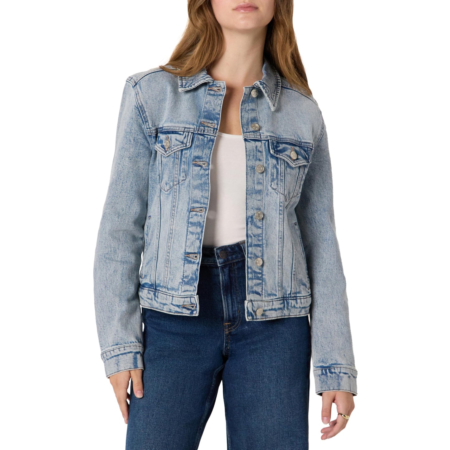Amazon Essentials Damen Trucker-Jacke aus Denim Mit Taschen