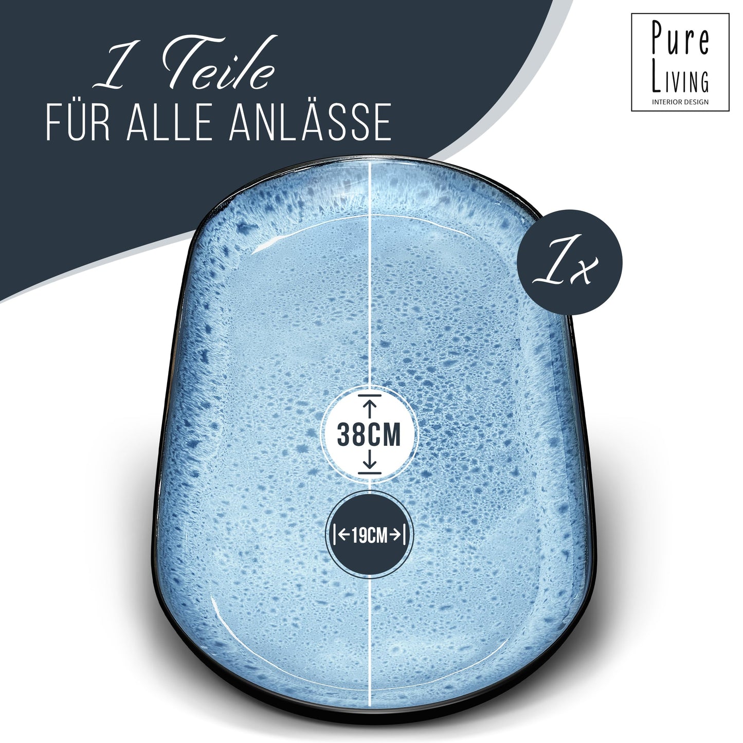 Steingut Frühstücksteller 6 Pers. Ibiza Hochwertiges Mediterranes TEST SEHR GUT Dessertteller Set - Kuchenteller spülmaschinen- und kratzfest - Kleine Teller, Salatteller Pure Living in Petrol