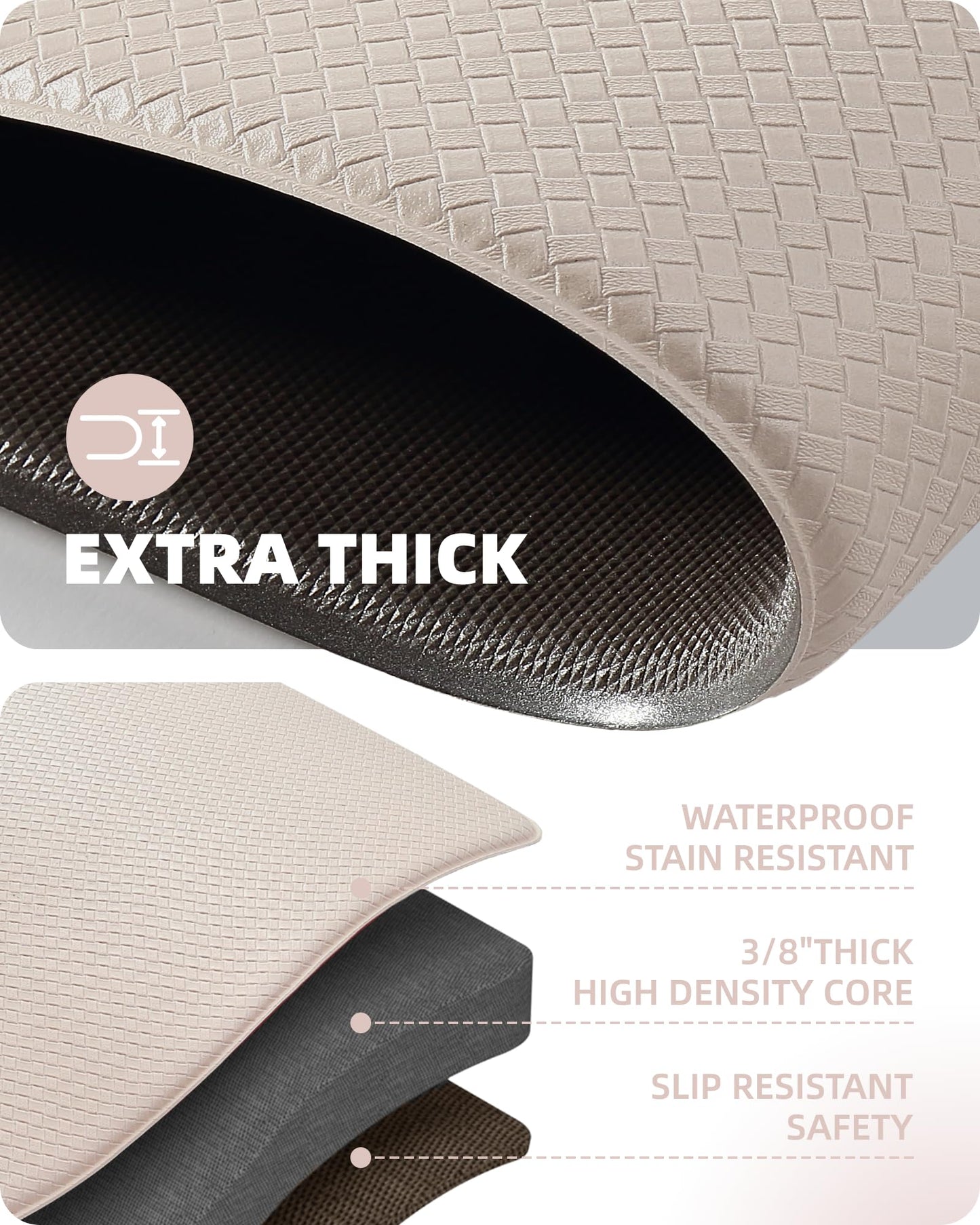 Color G Küchenläufer 2 Stück, küchenteppich waschbar rutschfest, Teppich küche mit Ölfest und Wasserdicht, Gummirücken Küchenmatte für Esszimmer, Küche, läufer Flur(44x150CM + 44x150CM, Schwarz)