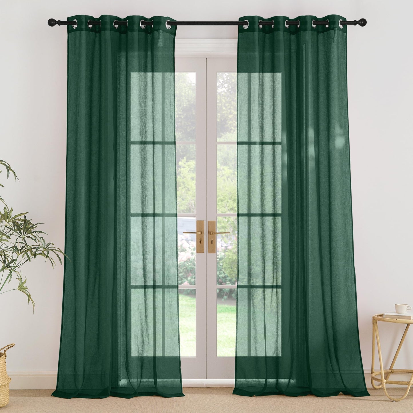 PONY DANCE Voile Gardinen Weiss Transparent Ösenvorhang 2er Set H 160 x B 140 cm Wohnzimmer Gardinen Kurz Durchlässige Vorhänge Weiß Vorhang Leinenoptik Schlafzimmer