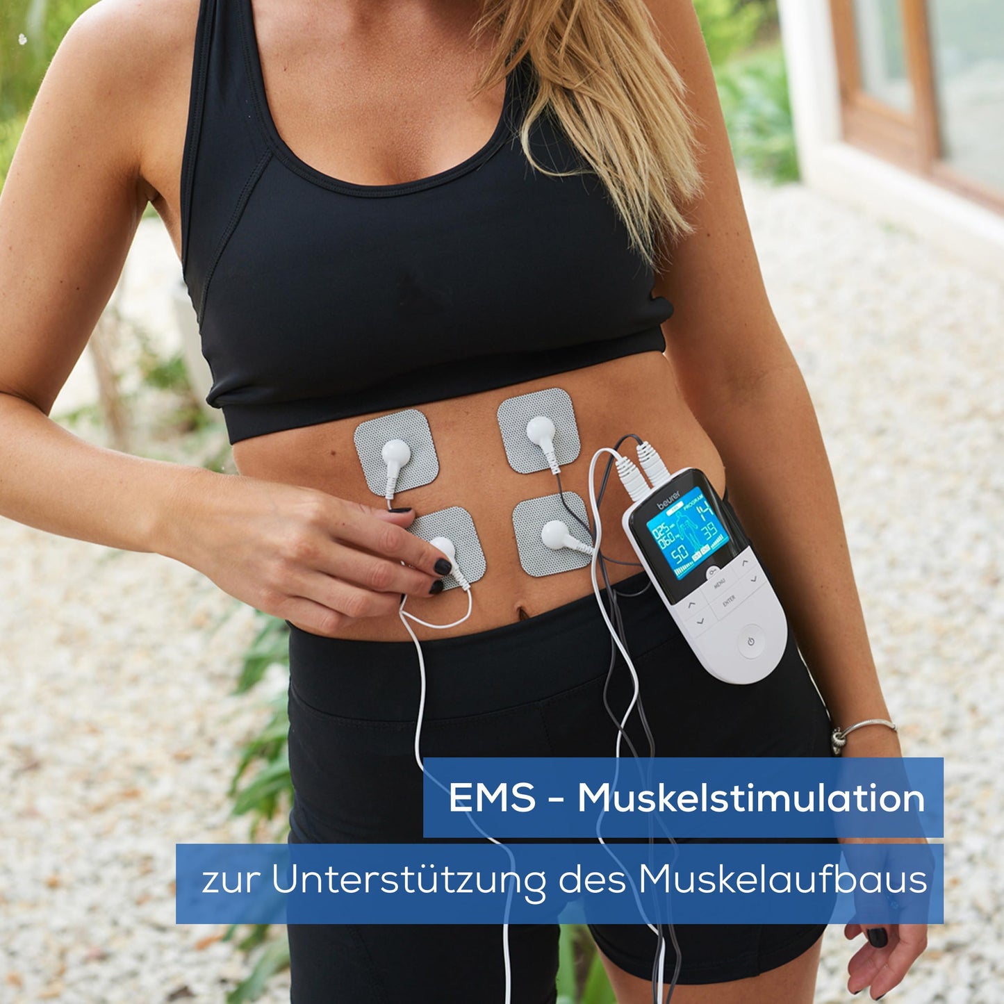 Beurer EM 49 Digital TENS/EMS, 3-in-1 Electrical Stimulation Device for Pain Relief by Electrical Nerve Stimulation, Training Through Electrical Muscle Stimulation, Massage Function, Including 4 Electrodes