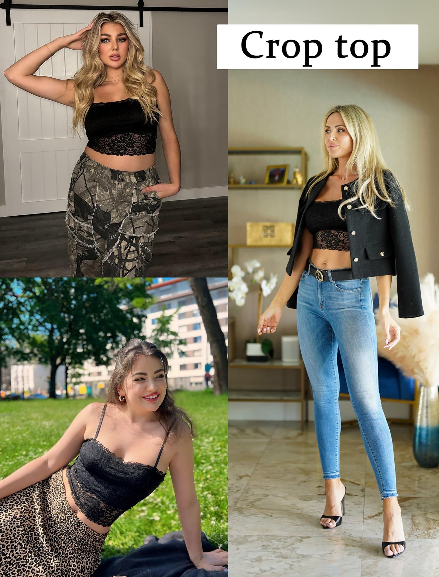 Avidlove Damen Tank Top Mesh Crop Tops Sexy Spitze Camisole Transparent Tanktops Ärmellos Sommer Oberteile Spaghettiträger Trägertop Bustier Unterhemd