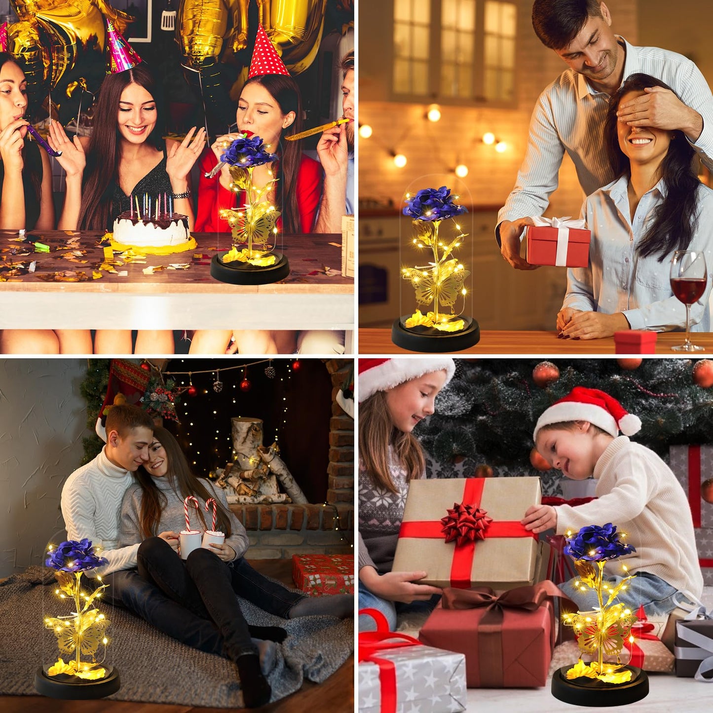 Touloube Geschenke Für Frauen, Galaxy Rose Blume Geschenk, Infinity Rose in Glaskuppel, LED-Lichterkette auf der Kristallrose, Geschenk für Frauen,Hochzeit,Muttertag,Jahrestag und Geburtstag