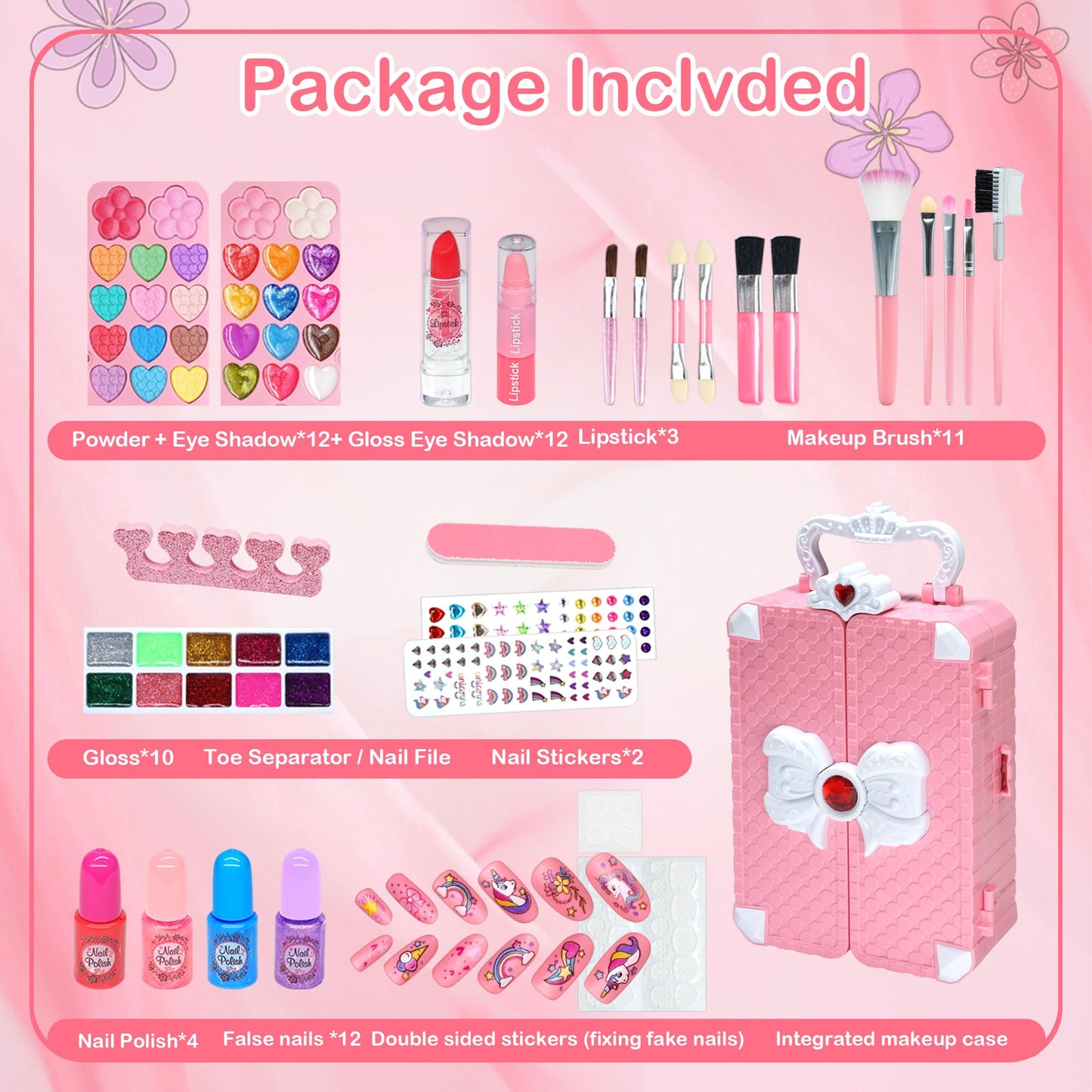 Mrabbitoo Kinderschminke Set Mädchen Schminkkoffer - Waschbar Kinder Make Up Set Schminkset Spielzeug,Schminke Halloween Weihnachts Geburtstag Geschenke für Prinzessin 4 5 6 7 8 9 10 11 12 Jahre