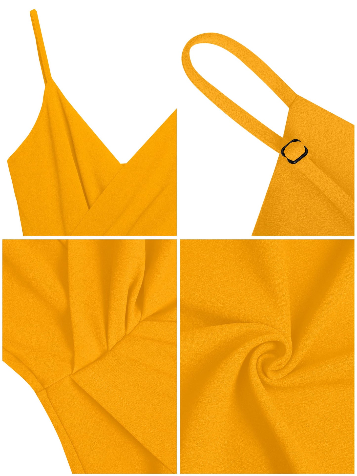 Missufe Damen Cocktailkleid Partykleid Wickelkleid Sommerkleid Midikleid Festliche Elegant Bodycon Hochzeit Ärmellos Spaghettiträger Abendkleider