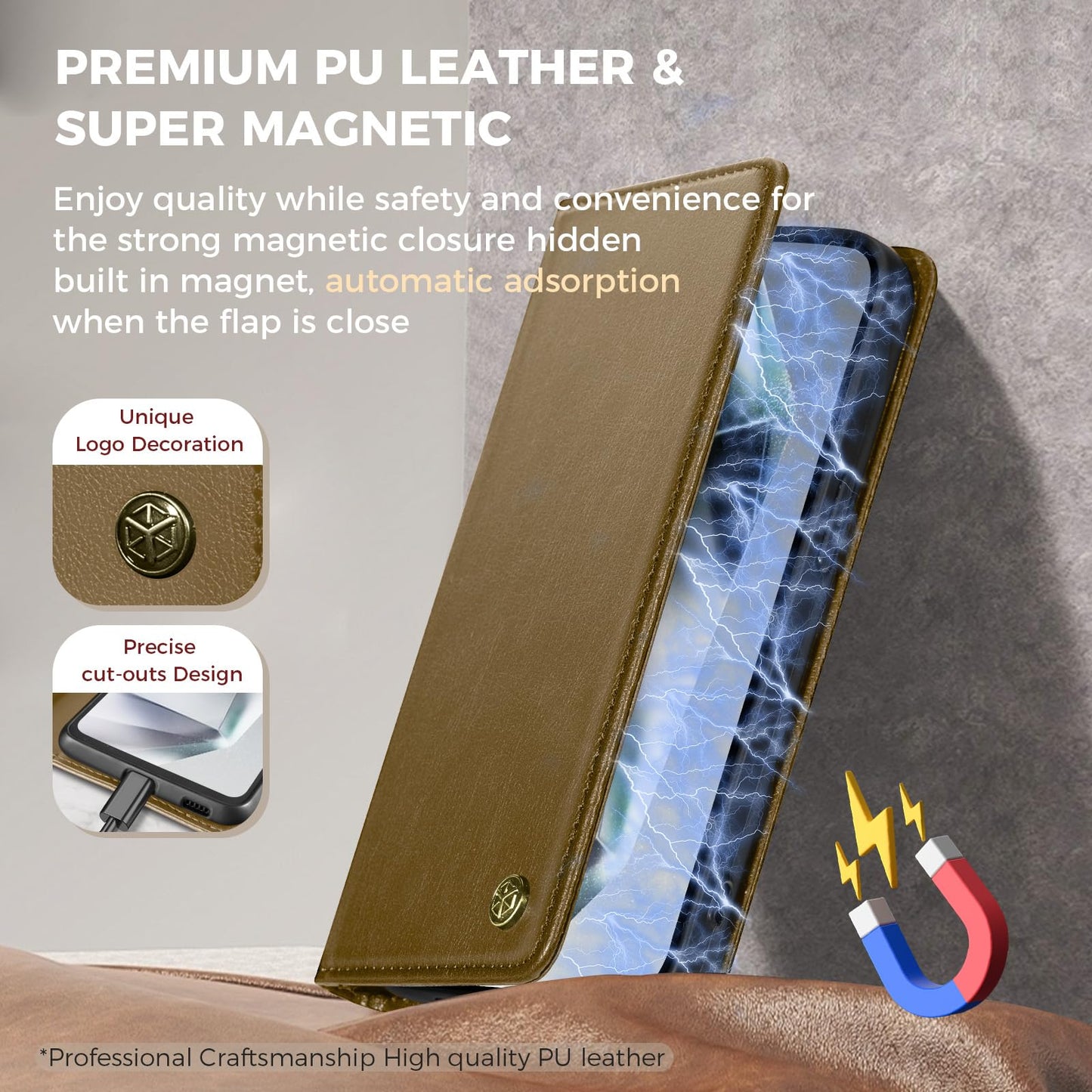 GUCASBE Handyhülle für Samsung Galaxy S24 Ultra Hülle, Premium Lederhülle Klappbar Flip Case RFID Schutzhülle Kartenfach Standfunktion Klapphülle Handytasche für Samsung Galaxy S24 Ultra - Schwarz