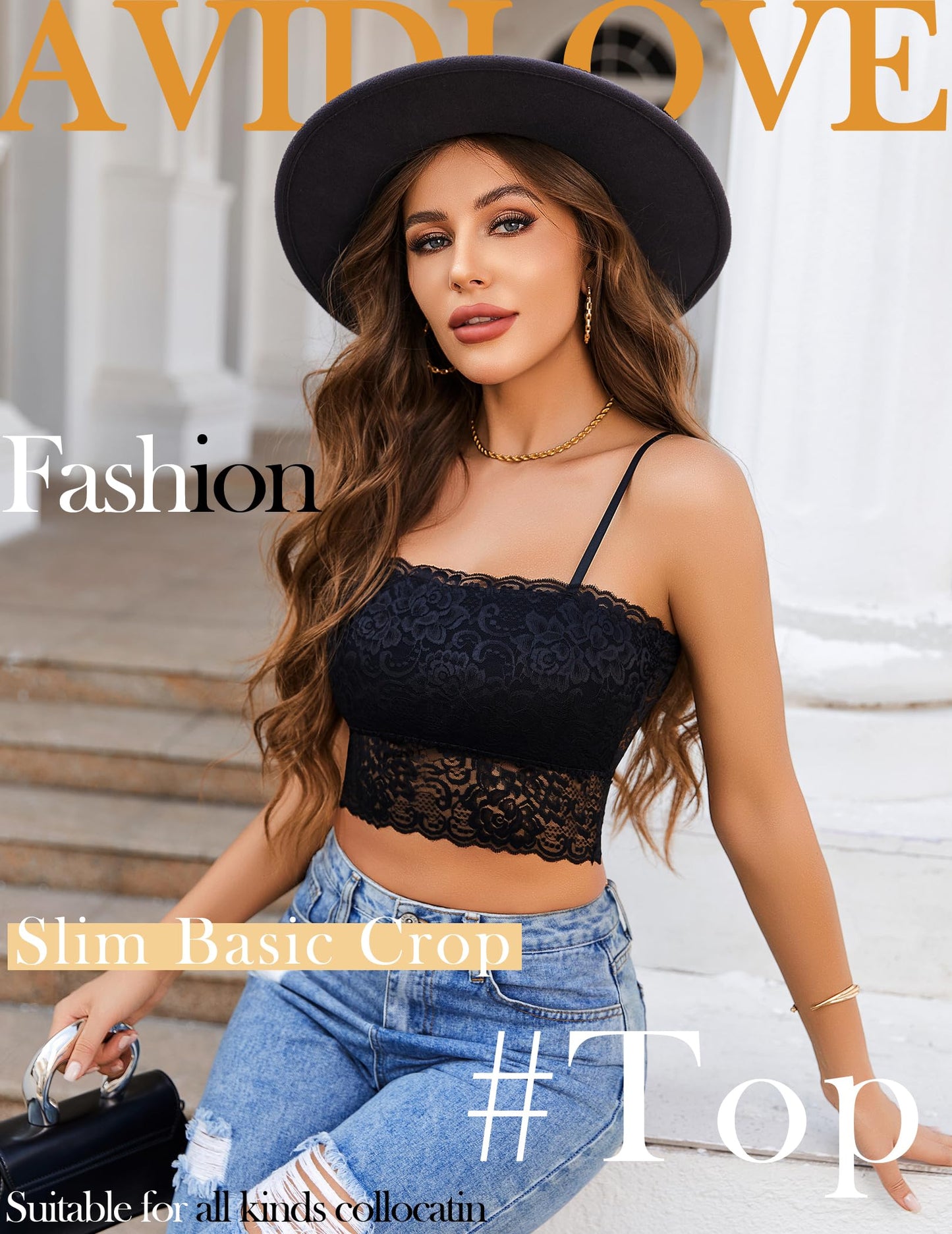 Avidlove Damen Tank Top Mesh Crop Tops Sexy Spitze Camisole Transparent Tanktops Ärmellos Sommer Oberteile Spaghettiträger Trägertop Bustier Unterhemd
