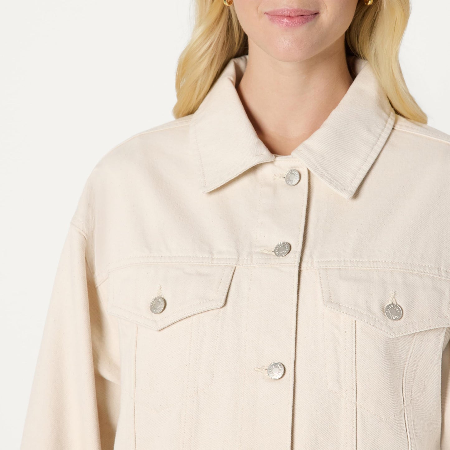 Amazon Essentials Damen Trucker-Jacke aus Denim Mit Taschen