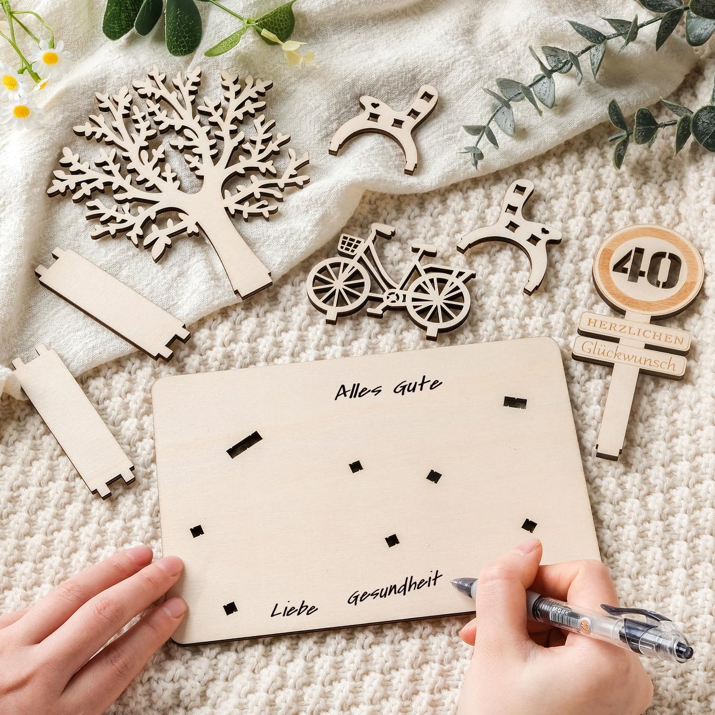 I LOVE MOM Geldgeschenk Geburtstag Holz, Fahrrad Geschenk, DIY Holz Schild Gästebuch Dreidimensionale Bäume Sitzbank Deko Zahlen für Geschenke, Hochzeiten, Partys, Geburtstage, Jubiläum (GYY-60)
