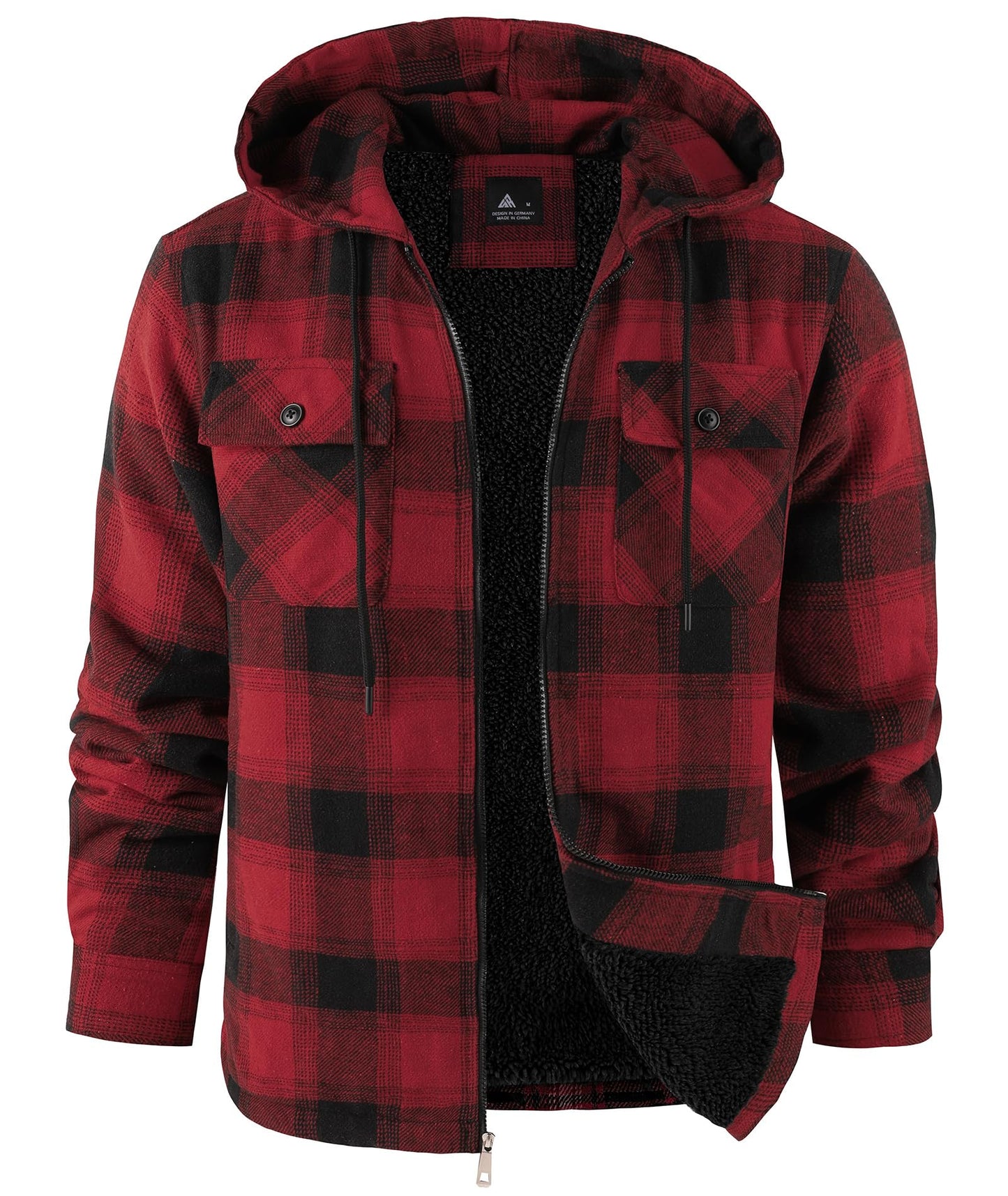 zitysport Hemdjacke Herren Hemd Sherpa Fleece Kariert Gefüttert Kapuzenpullover Fleecefutter Mantel Winter Jacke mit Taschen Flanellhemd Kariertes Männer Sweatjacke mit Kapuze