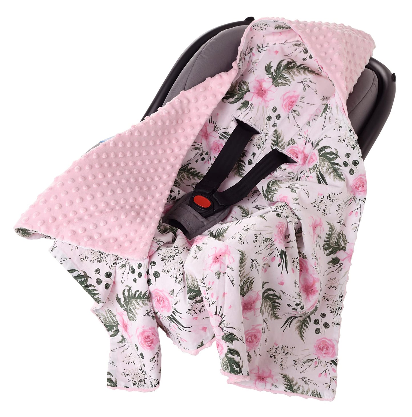 Medi Partners Einschlagdecke Baby Babyschale 100% Baumwolle für Sommer 85x85cm Kinderwagen Kuscheldecke universal Baby Decke Einschlagdecken Babydecke Buggy Autositz (weiße Sterne mit grauen Minky