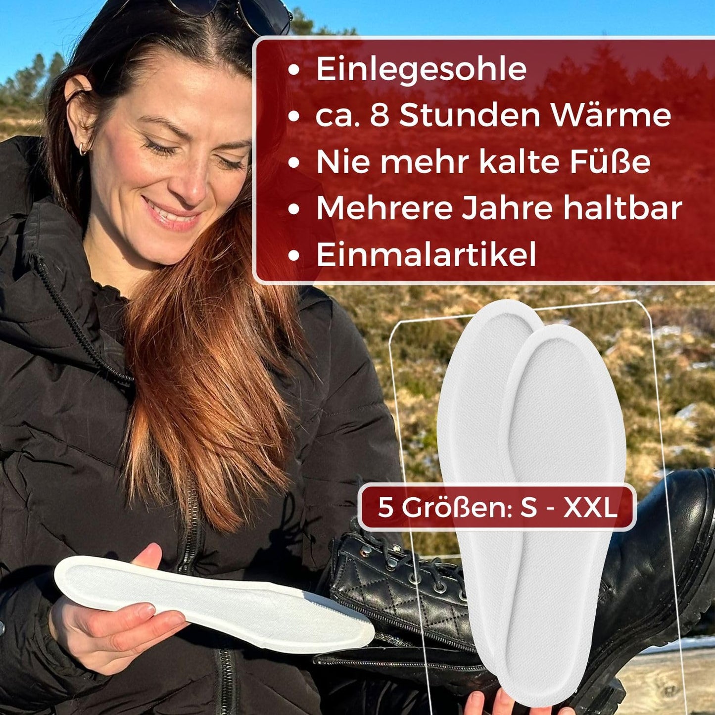 THERMOPAD Sohlenwärmer - DAS ORIGINAL: 5, 10 oder 30 Paar Wärmepads (erhältlich in 5 Größen) - Einlegesohle für 9 Stunden Wärme I Fußwärmer Pads I Extra warme Wärmesohle für Schuhe & Skischuhe