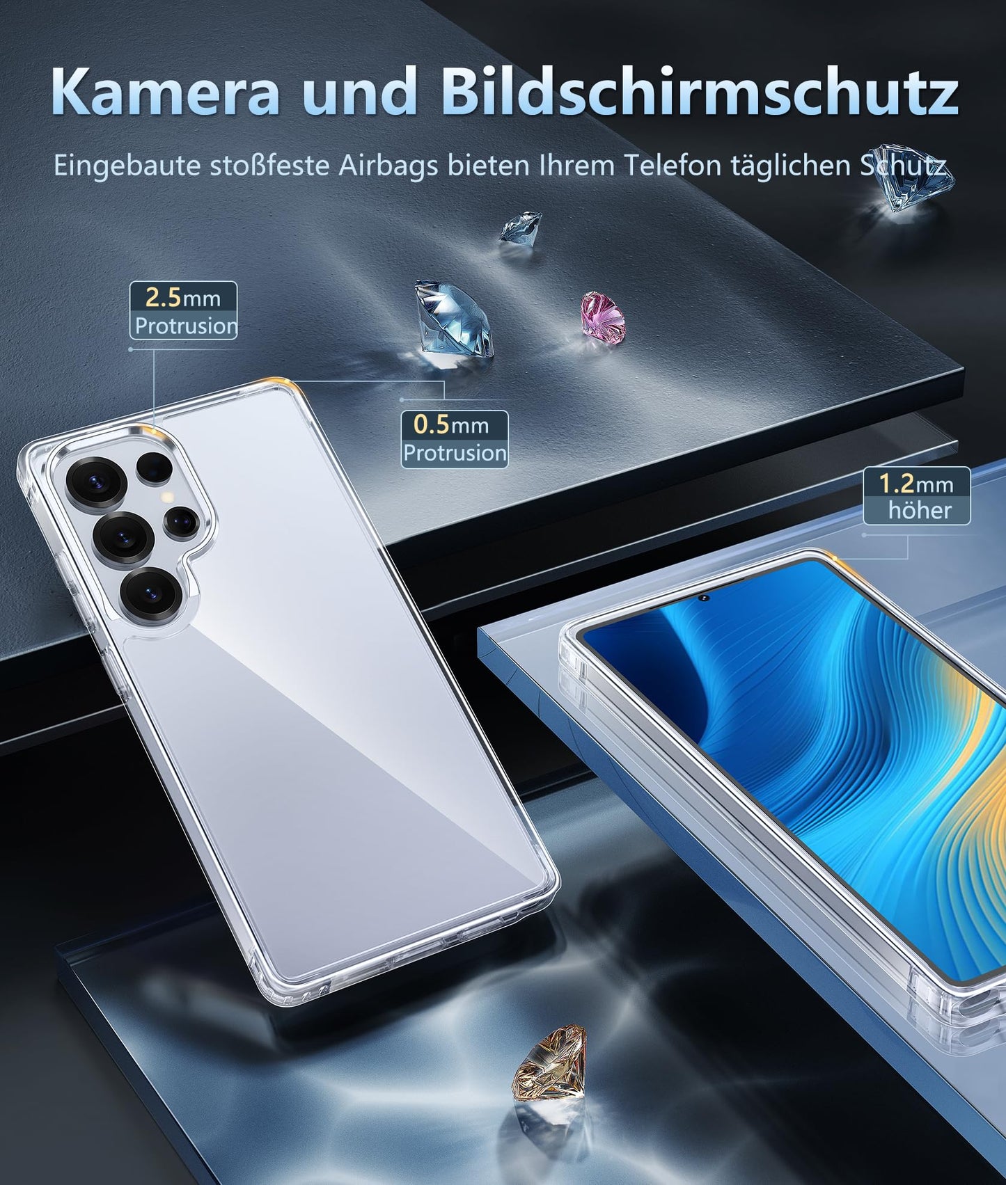 FNTCASE Case for Samsung Galaxy S25 Ultra 6.9 Inches, Military Drop Protection, Anti-Yellowing, Robust, Durable, Shockproof, Protective, Transparent, Clear