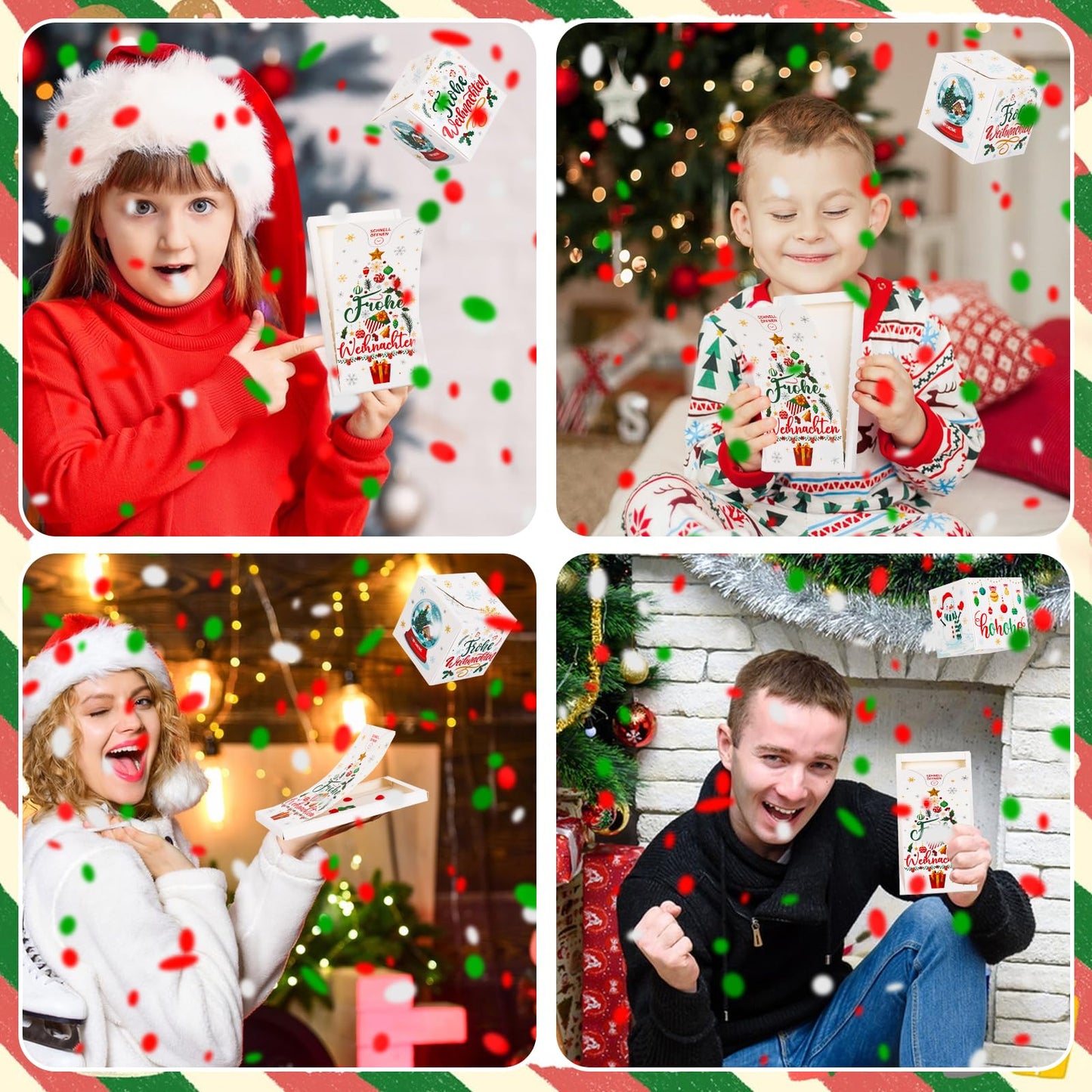 DPKOW Explosion Box Christmas Card, Funny Gift Box, Christmas Surprise Box, Gifts for Children, Adults, Christmas Box, Mystery Box with Confetti, Explosion Box, Birthday Gifts