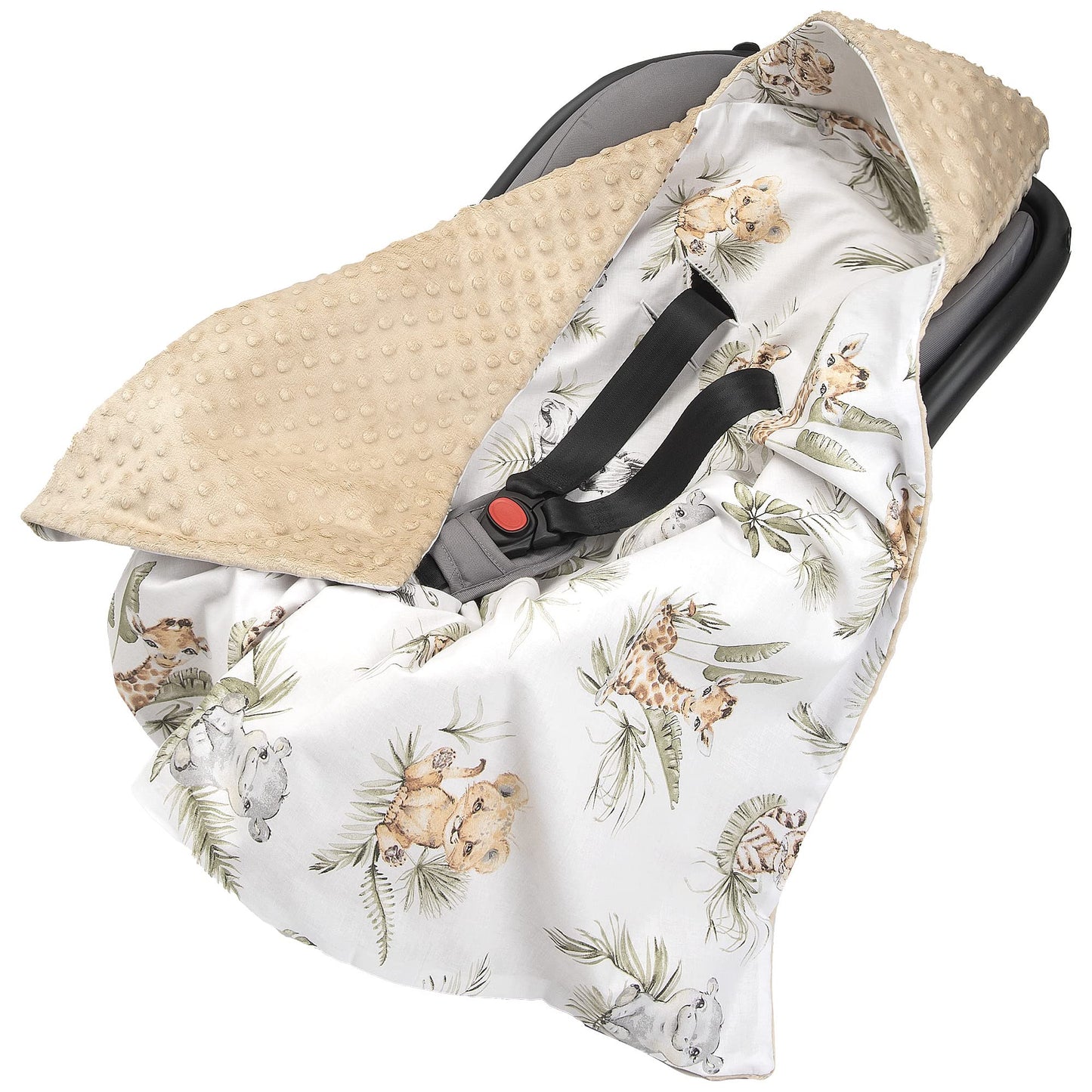 Medi Partners Einschlagdecke Baby Babyschale 100% Baumwolle für Sommer 85x85cm Kinderwagen Kuscheldecke universal Baby Decke Einschlagdecken Babydecke Buggy Autositz (weiße Sterne mit grauen Minky