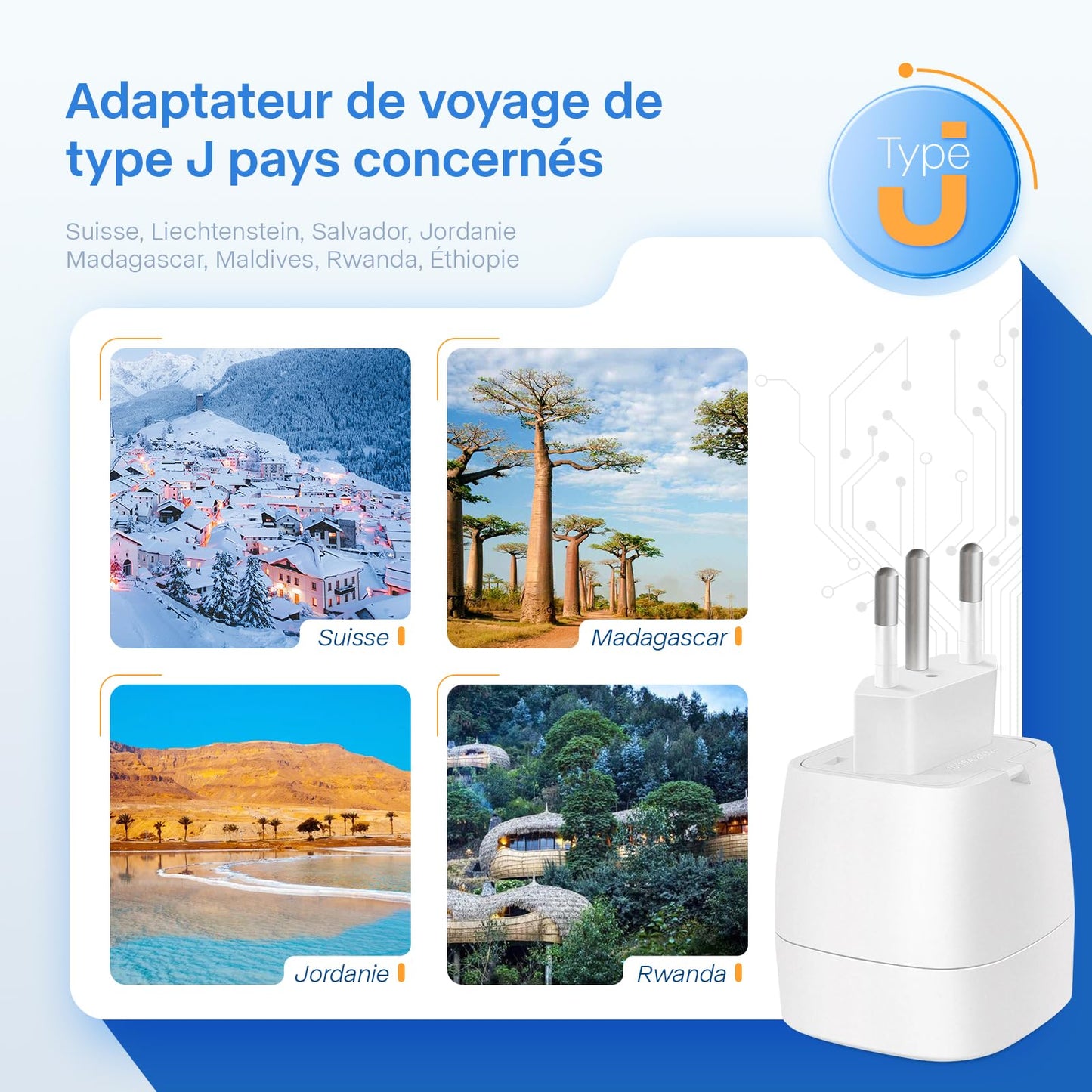 Reiseadapter USA 2Stück，USA Adapter Steckdose Deutschland Plug ，Adapter USA Deutschland Stecker für EU zu Amerika/Kanada/Mexiko/Thailand usw,Typ B Reisestecker Stromadapter,Weiß