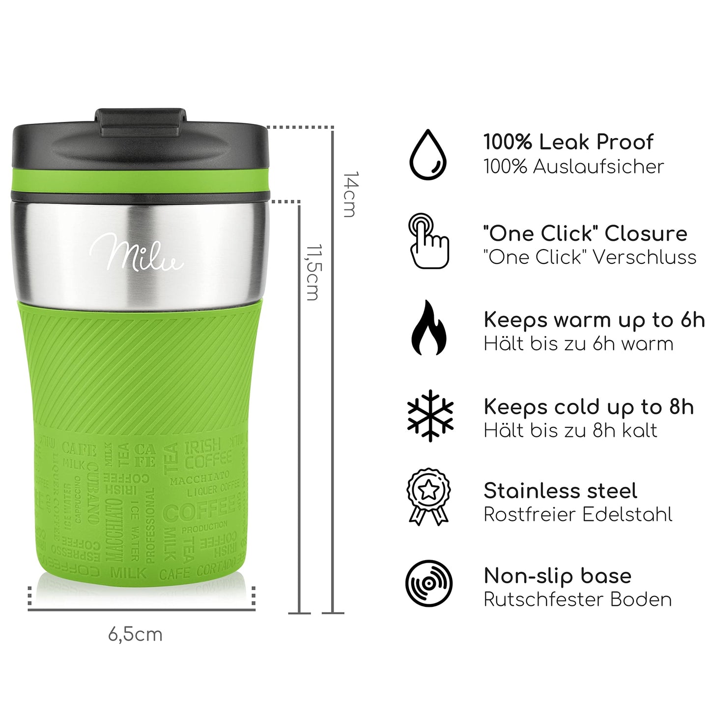 Milu Thermobecher Isolierbecher Kaffeebecher to go - 210ml 100% Auslaufsicher - Trinkbecher aus Edelstahl - Autobecher doppelwand Isolierung - Thermo Becher - Travel Mug (Rot)