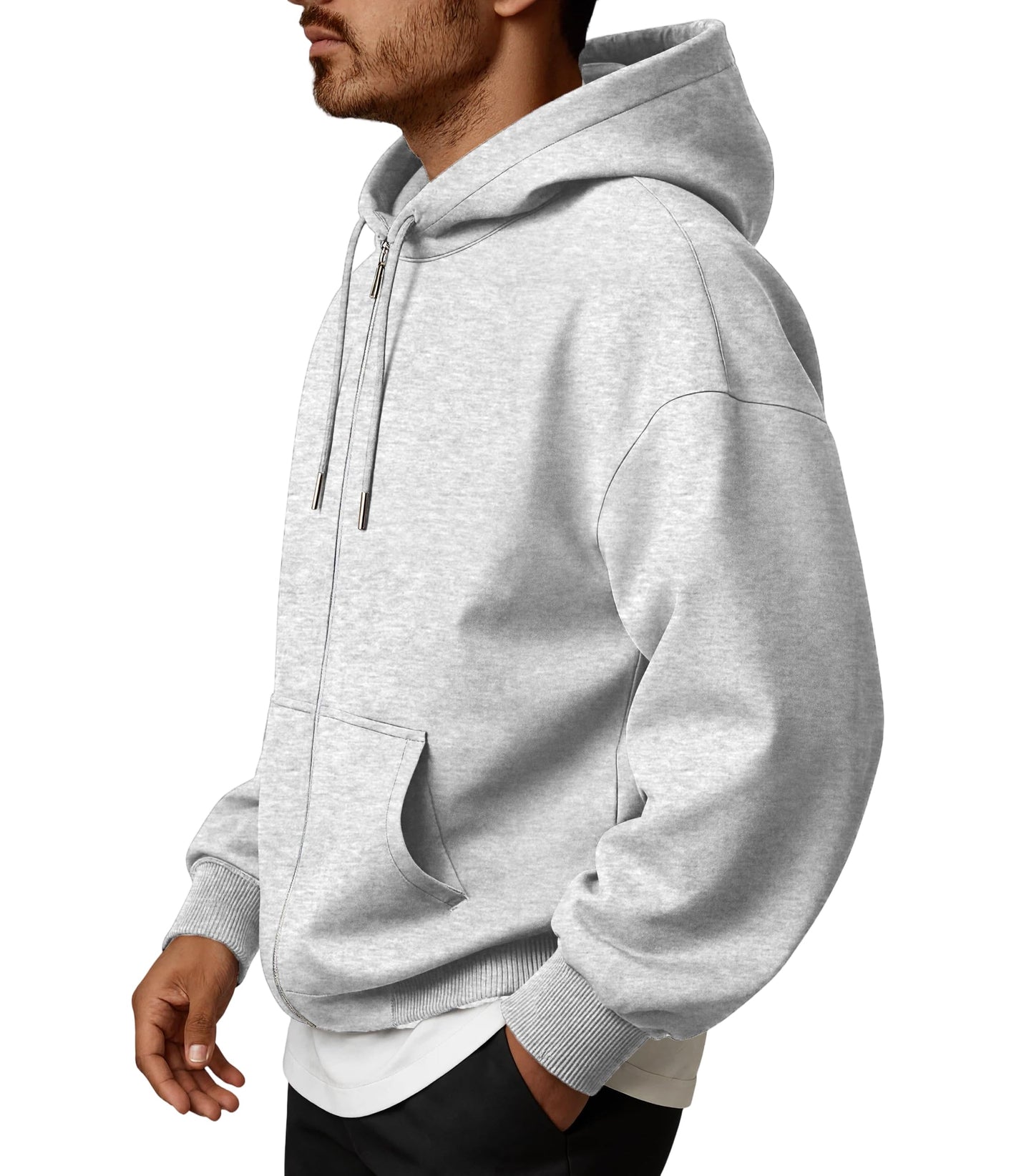 Oyamiki Hoodie Herren Langarm Kapuzenjacke Reißverschluss Sweatjacke Fleece Kapuzenpullover Lässige Kapuze Jacke Sweatshirt Pullover mit Taschen