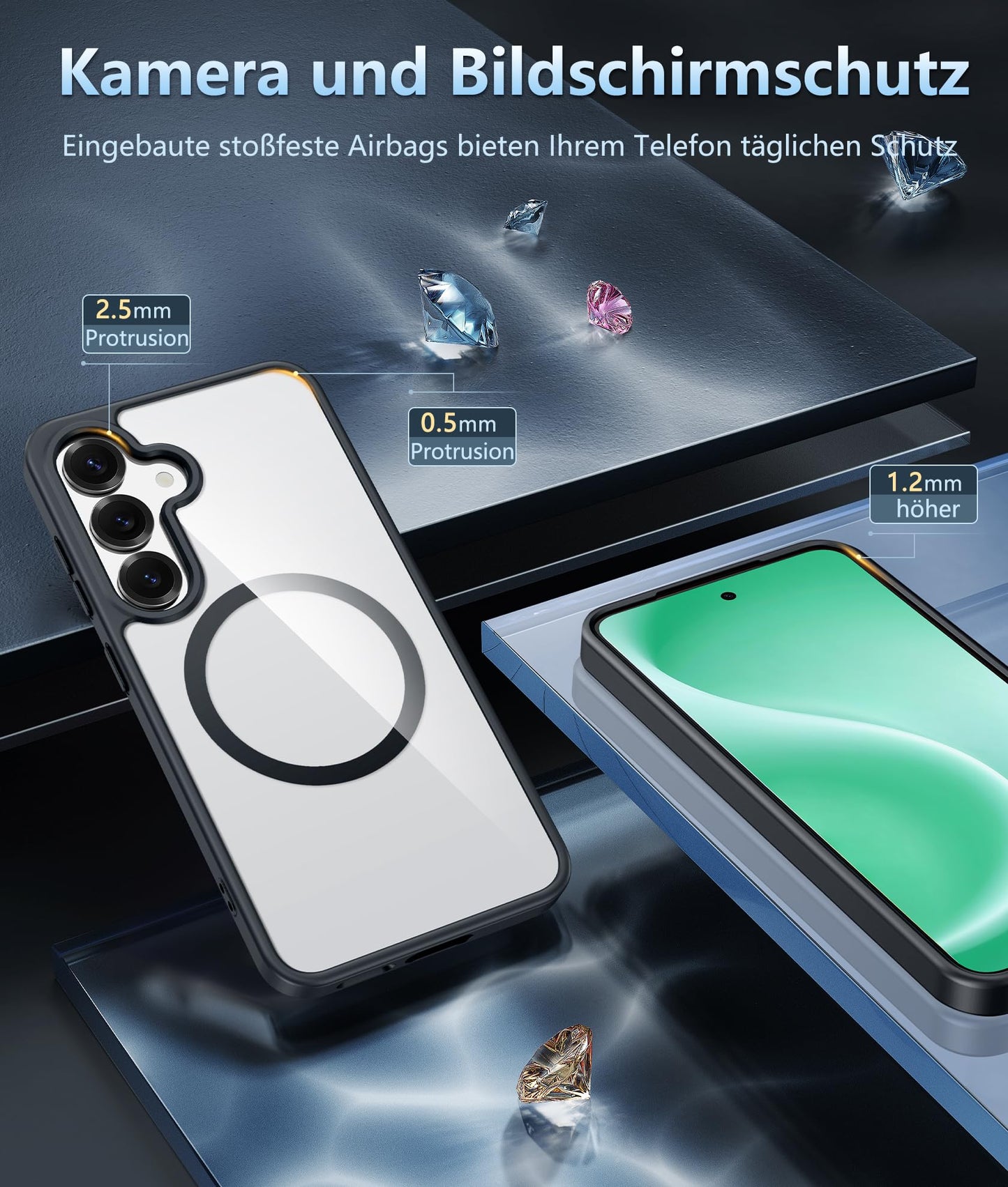 FNTCASE Case for Samsung Galaxy S25 Ultra 6.9 Inches, Military Drop Protection, Anti-Yellowing, Robust, Durable, Shockproof, Protective, Transparent, Clear