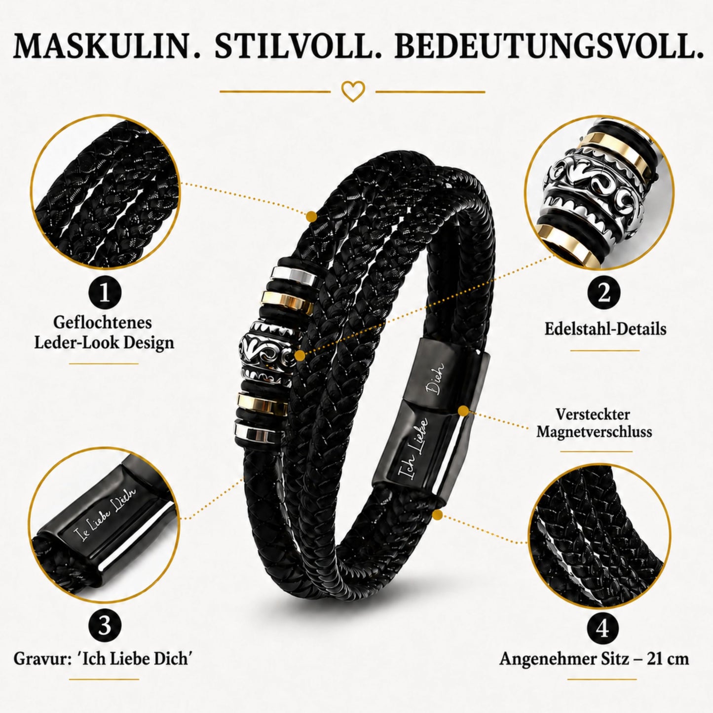 Geschenke Für Männer - Ich Liebe Dich Geschenke für Männer, Für Freund, Lederarmband Herren, Geburtstagsgeschenk Für Männer, Geschenk Für Ihn, Mit Gravur