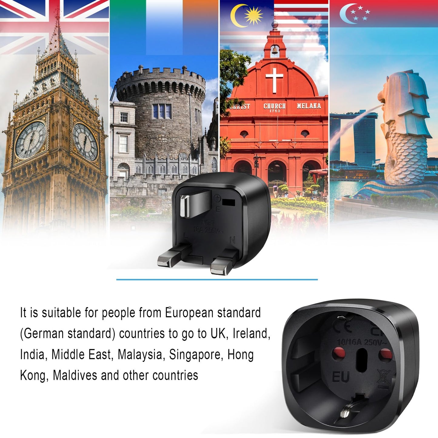 Reiseadapter USA 2Stück，USA Adapter Steckdose Deutschland Plug ，Adapter USA Deutschland Stecker für EU zu Amerika/Kanada/Mexiko/Thailand usw,Typ B Reisestecker Stromadapter,Weiß